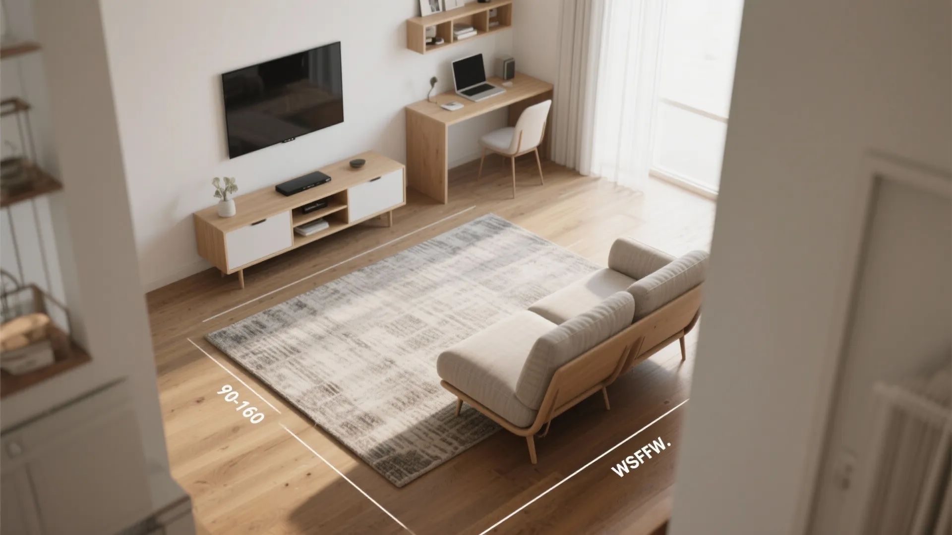 2) Floating Chaise to Zone the Room