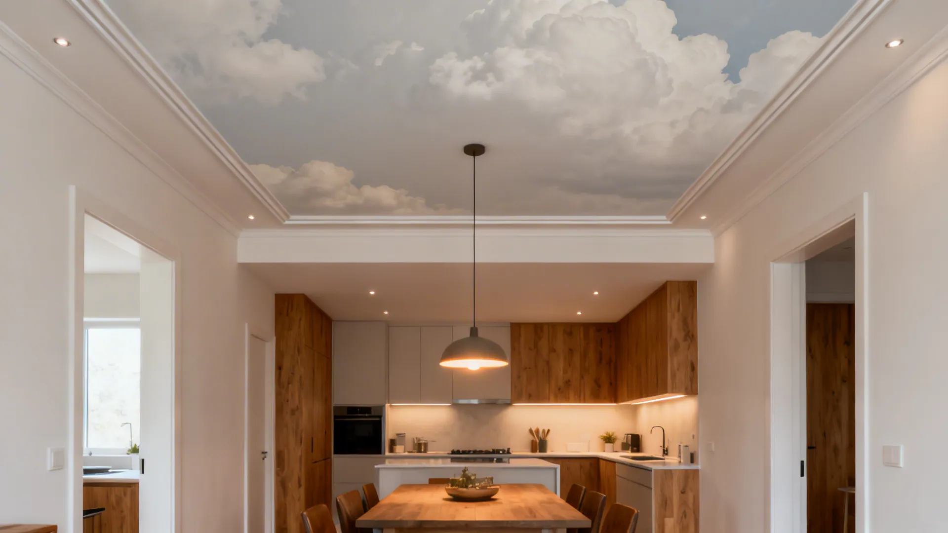 2) Floating “Cloud” Panel Over the Dining Table