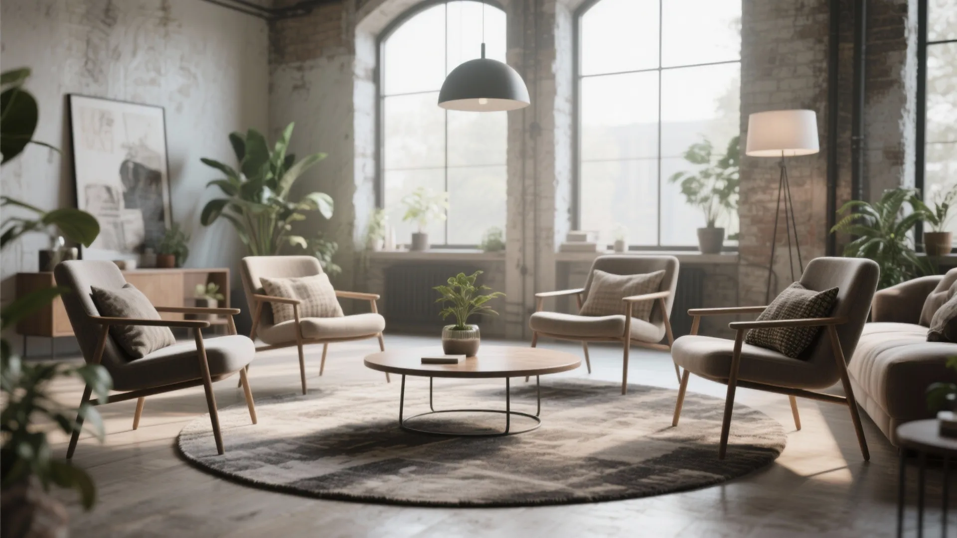 4. Floating Cluster Around a Round Coffee Table