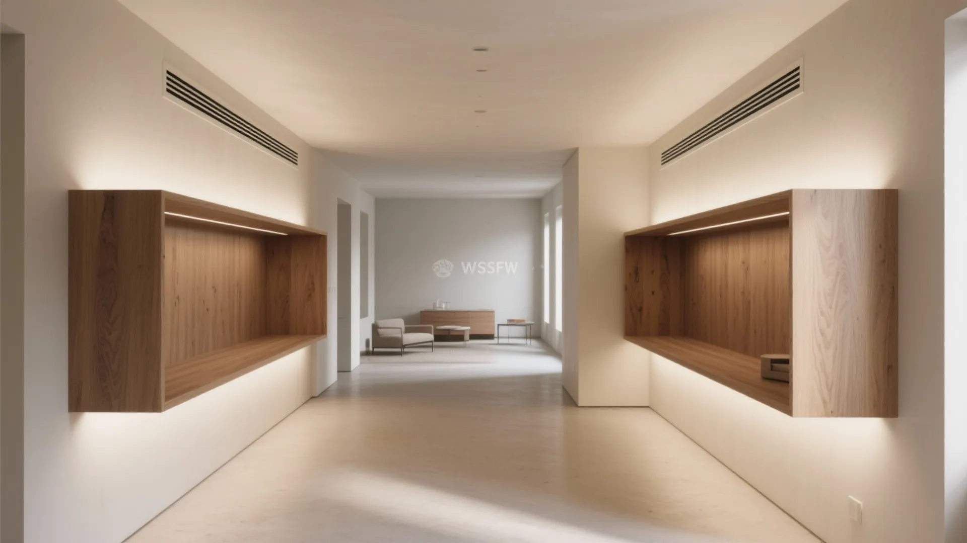 Floating Wood Coffers with Hidden Vent Slots