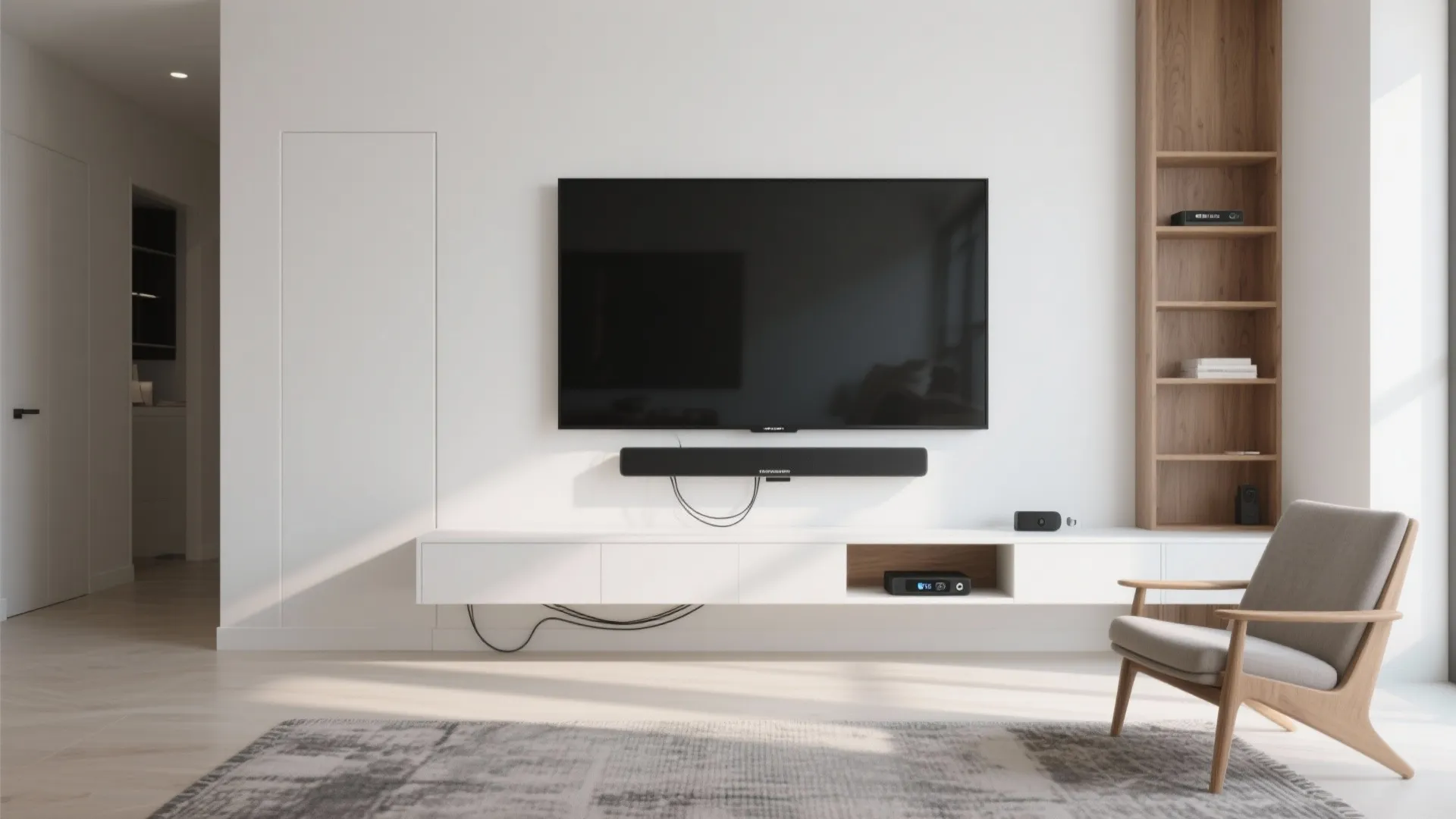 Minimalist Floating Console, Wall-Mount Clarity