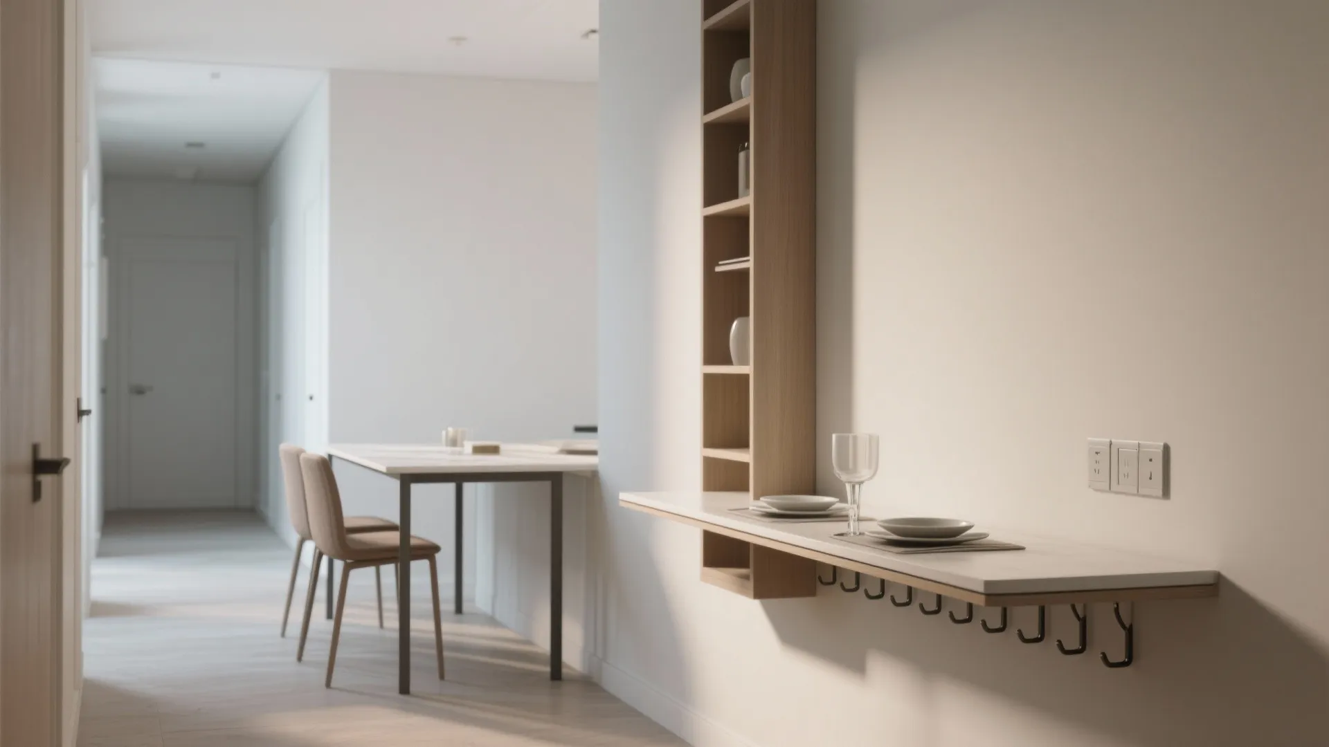 4. Floating Console That Extends into a Table