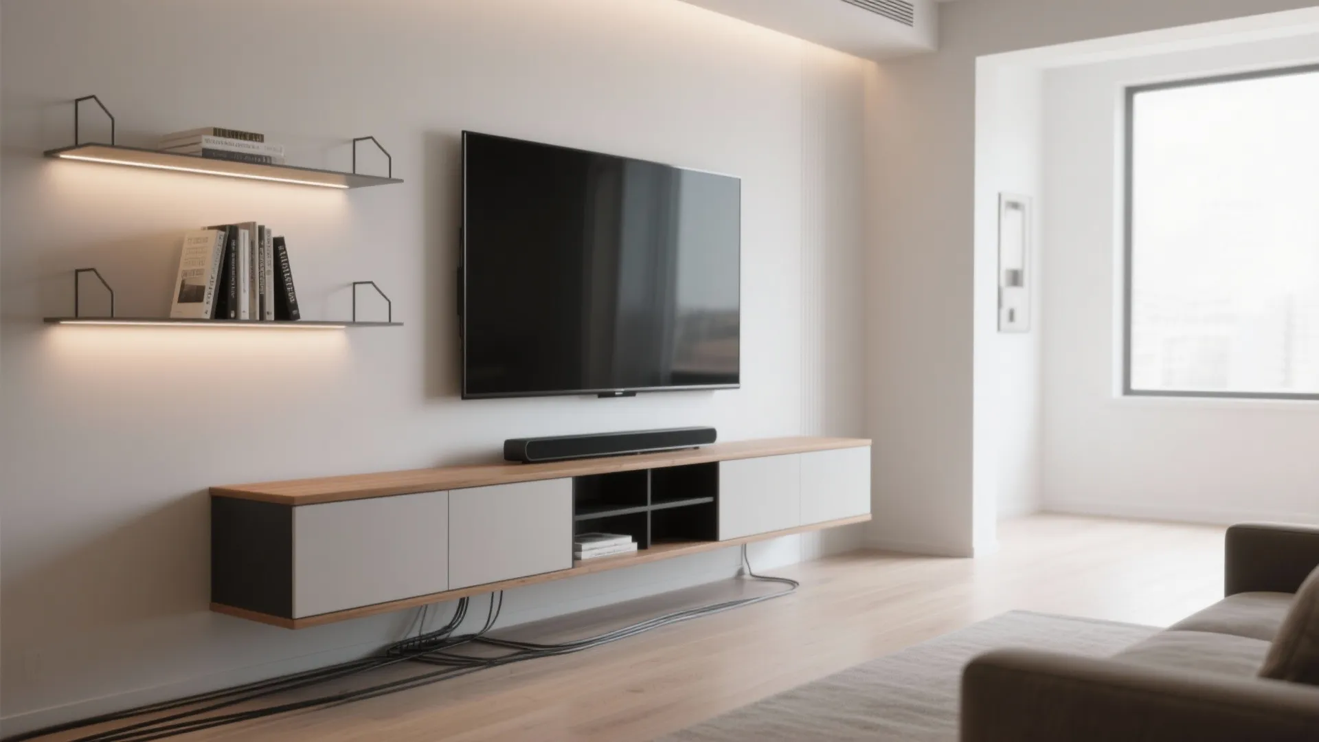 Floating Console & Slim Shelves