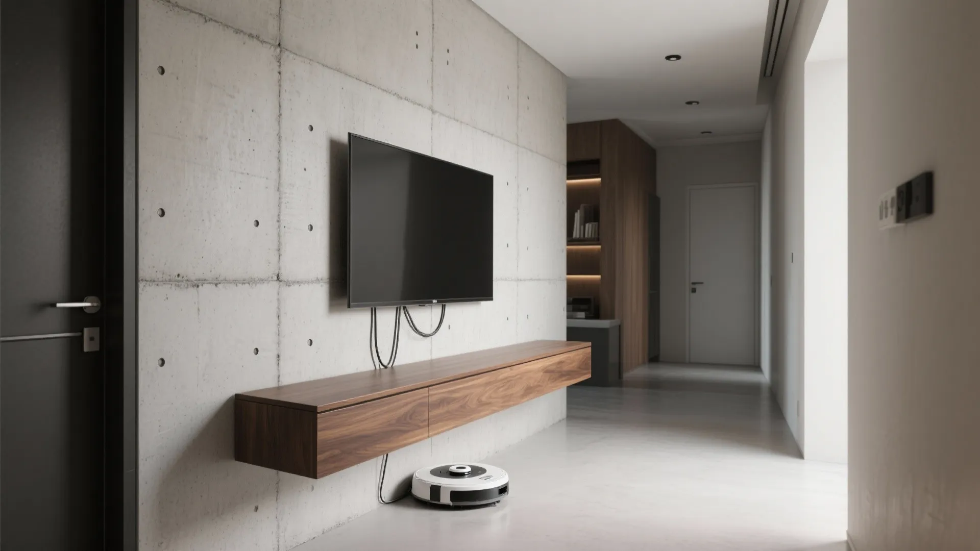 Floating Console on Cement Backdrop