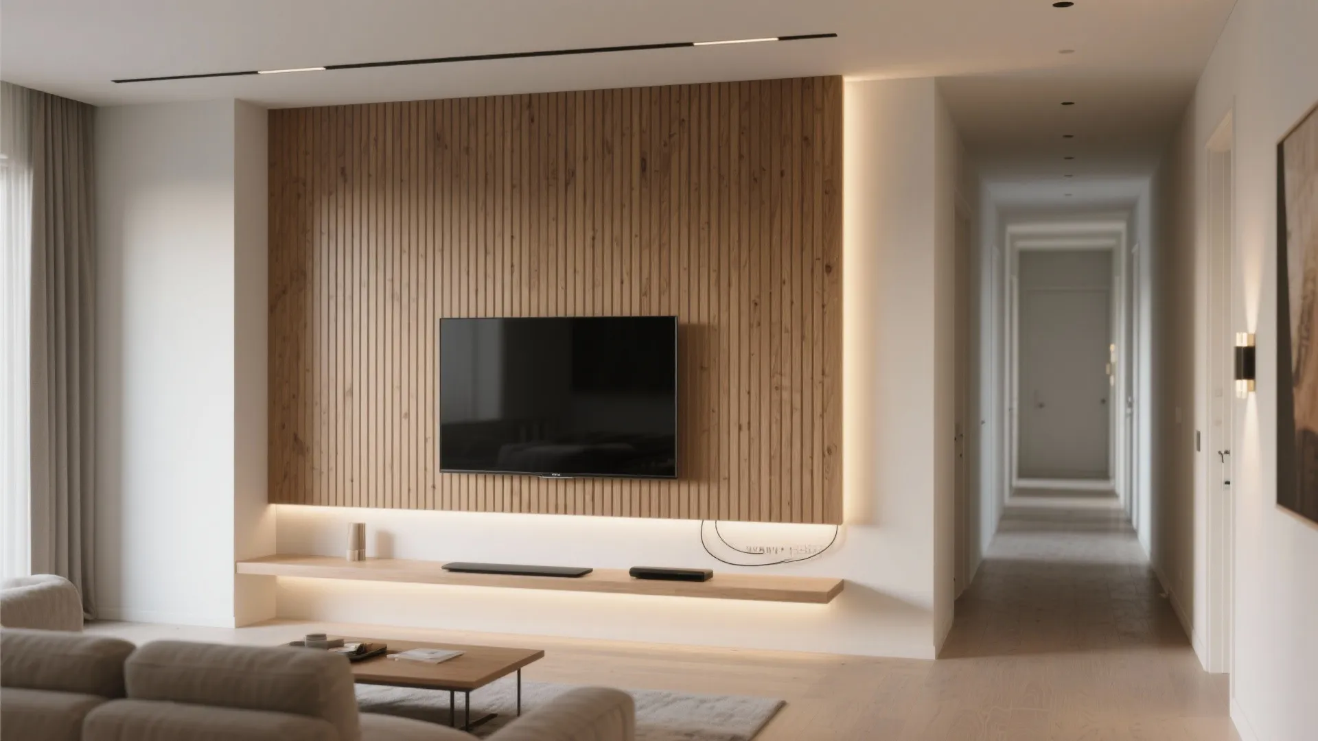 Floating Console With Fluted Panels