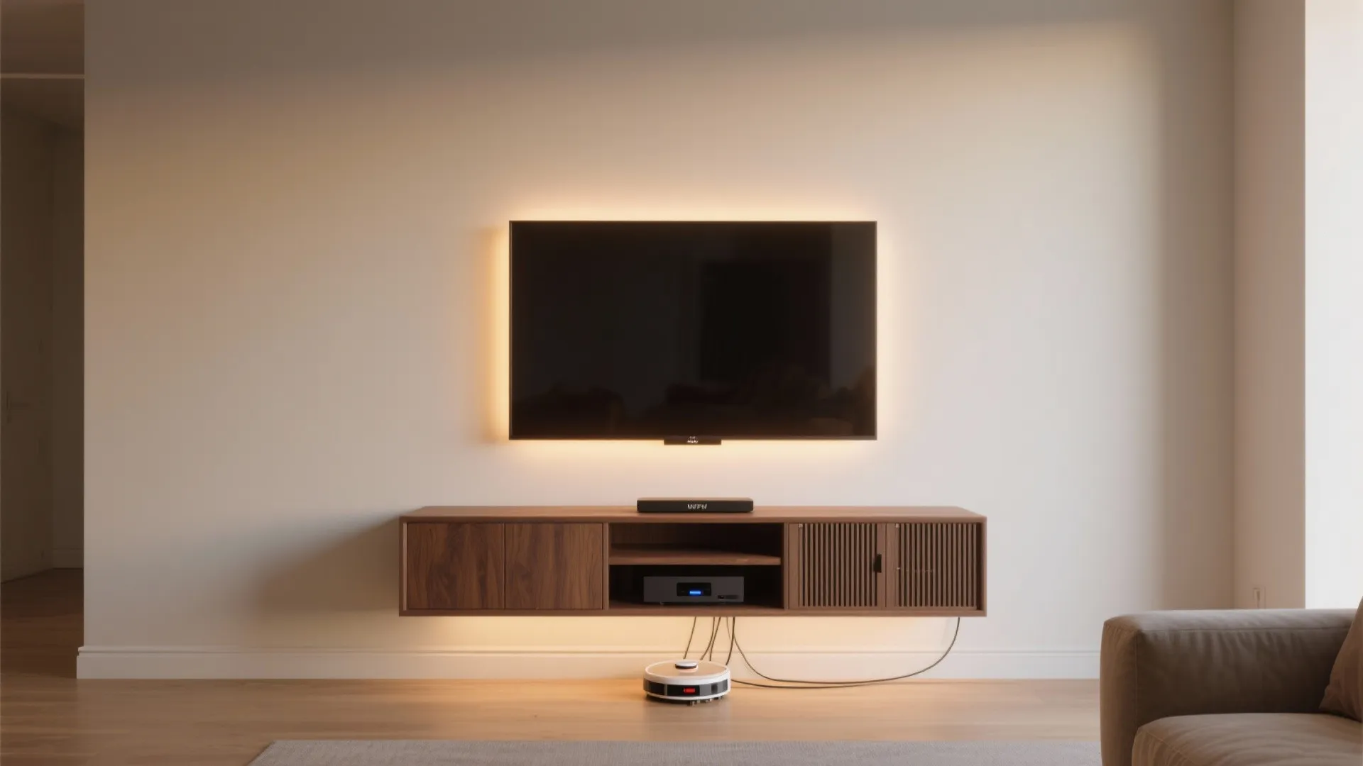 Floating Media Console + LED Backlighting