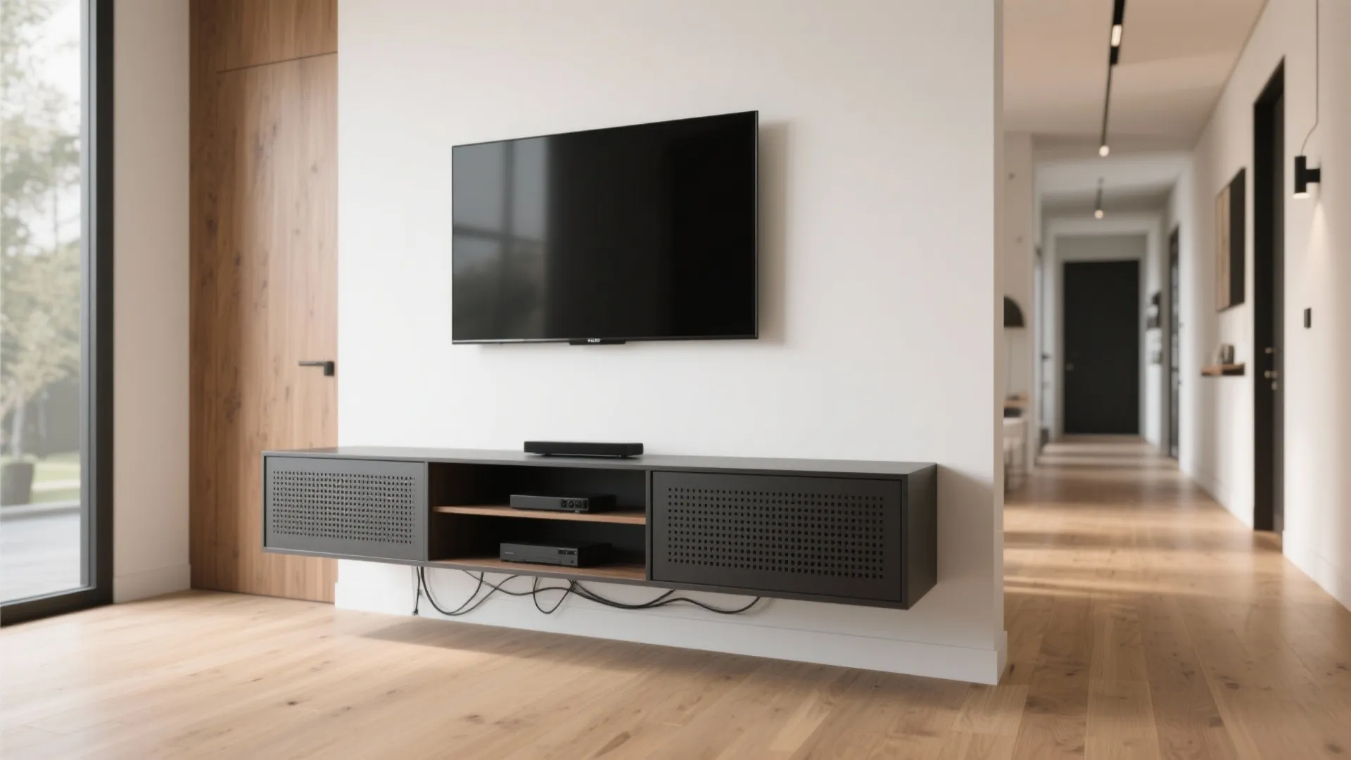 Floating Media Console with Smart Ventilation