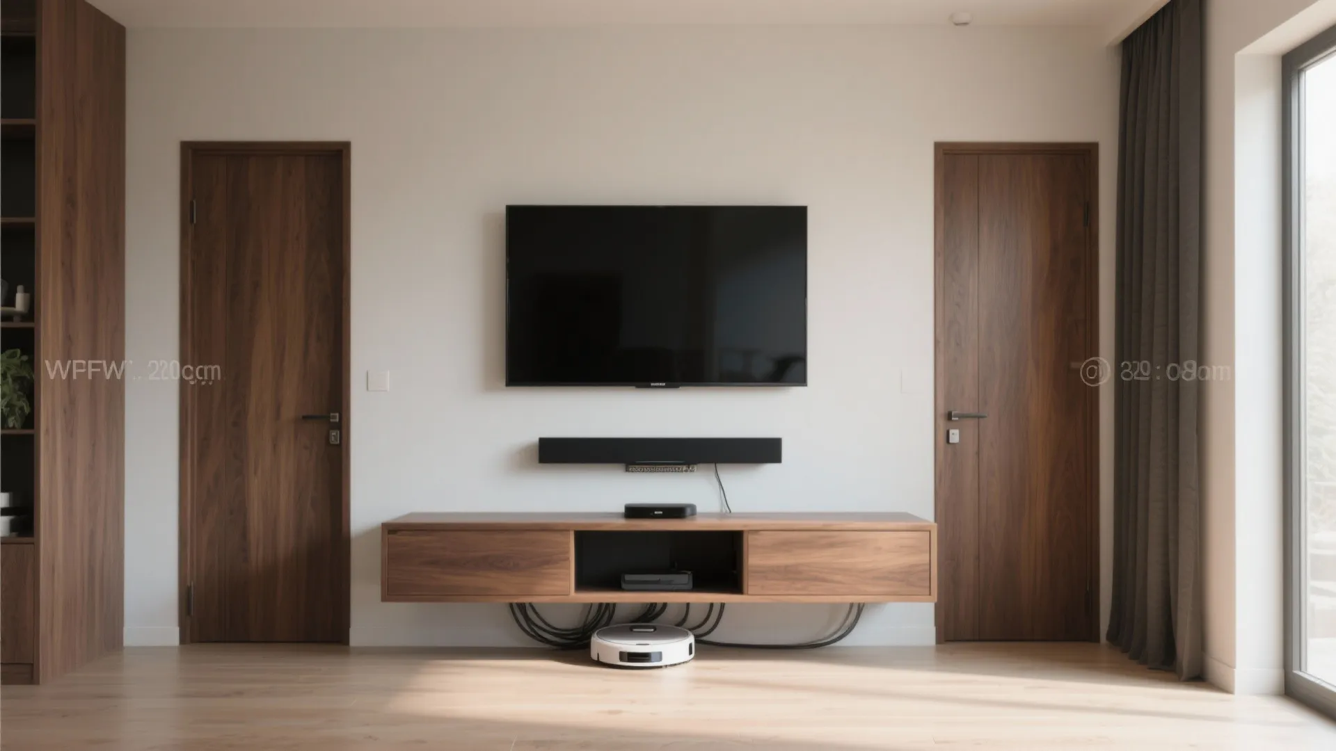 2) Floating Console With Hidden Cable Spine