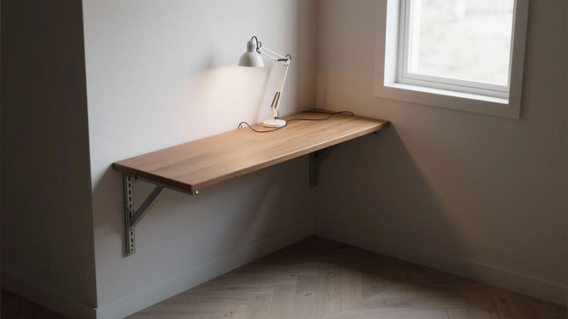1. Wall-mounted floating corner desk