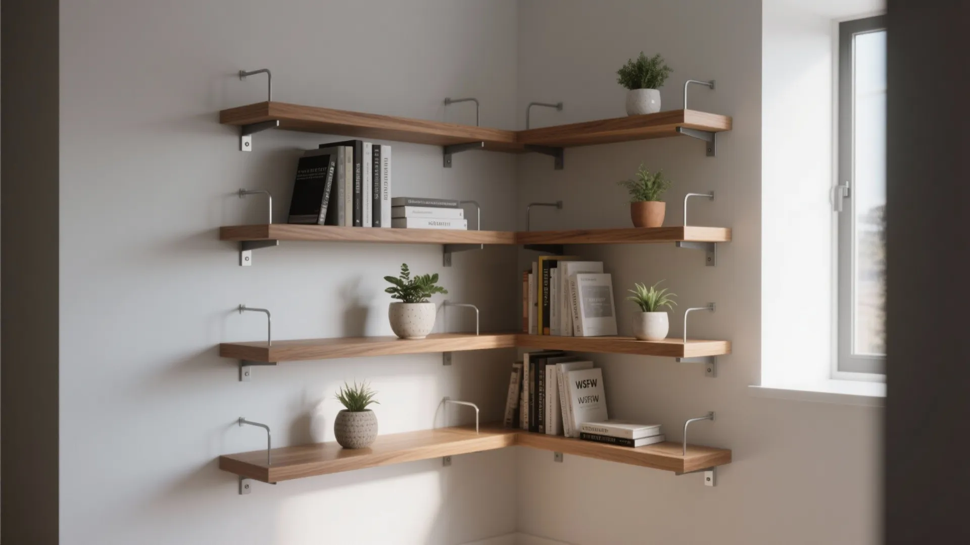 2. Floating Corner Shelves