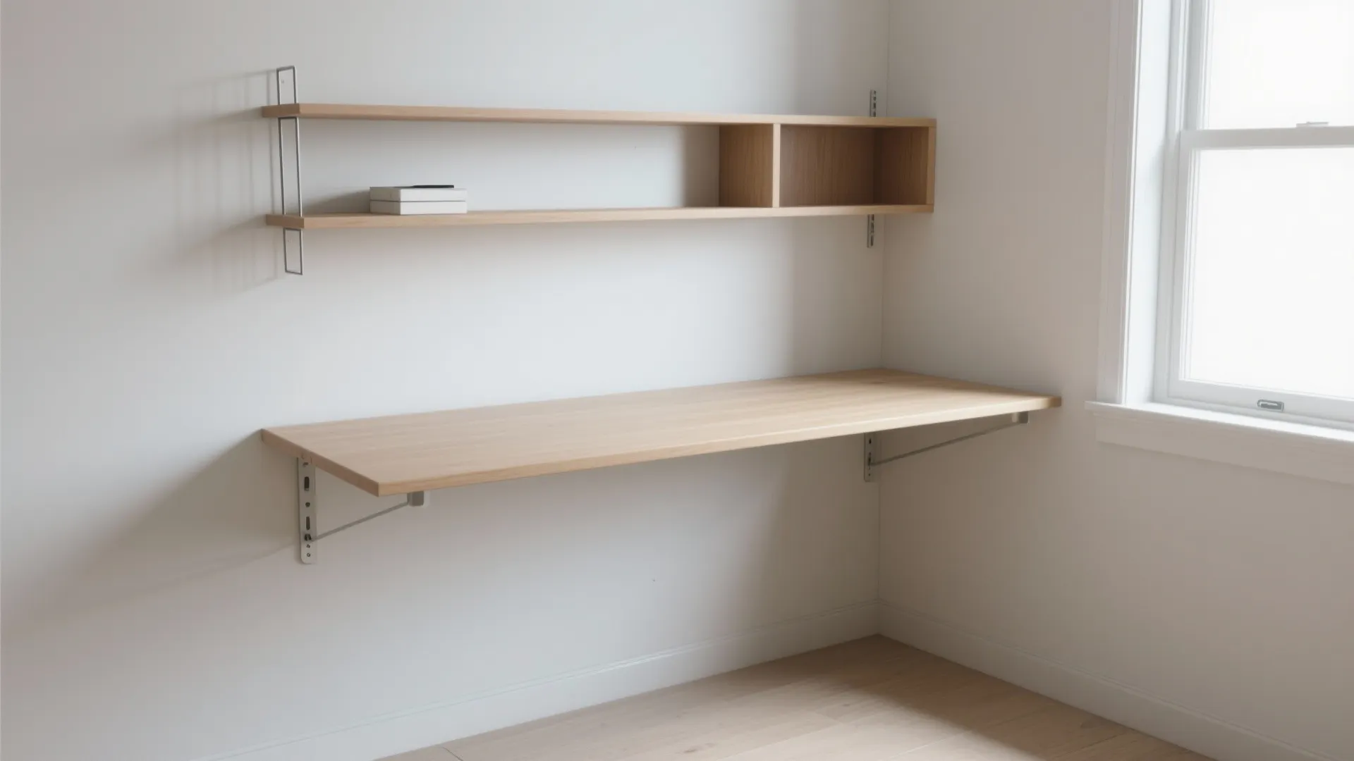 1. Floating corner desk with open hutch