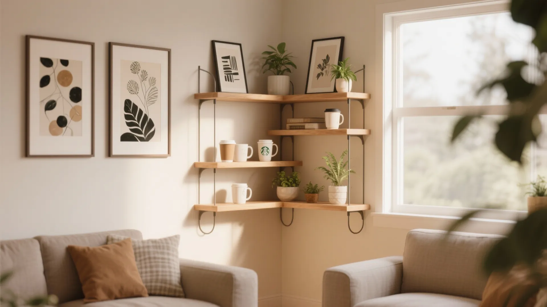 4. Floating Corner Shelves