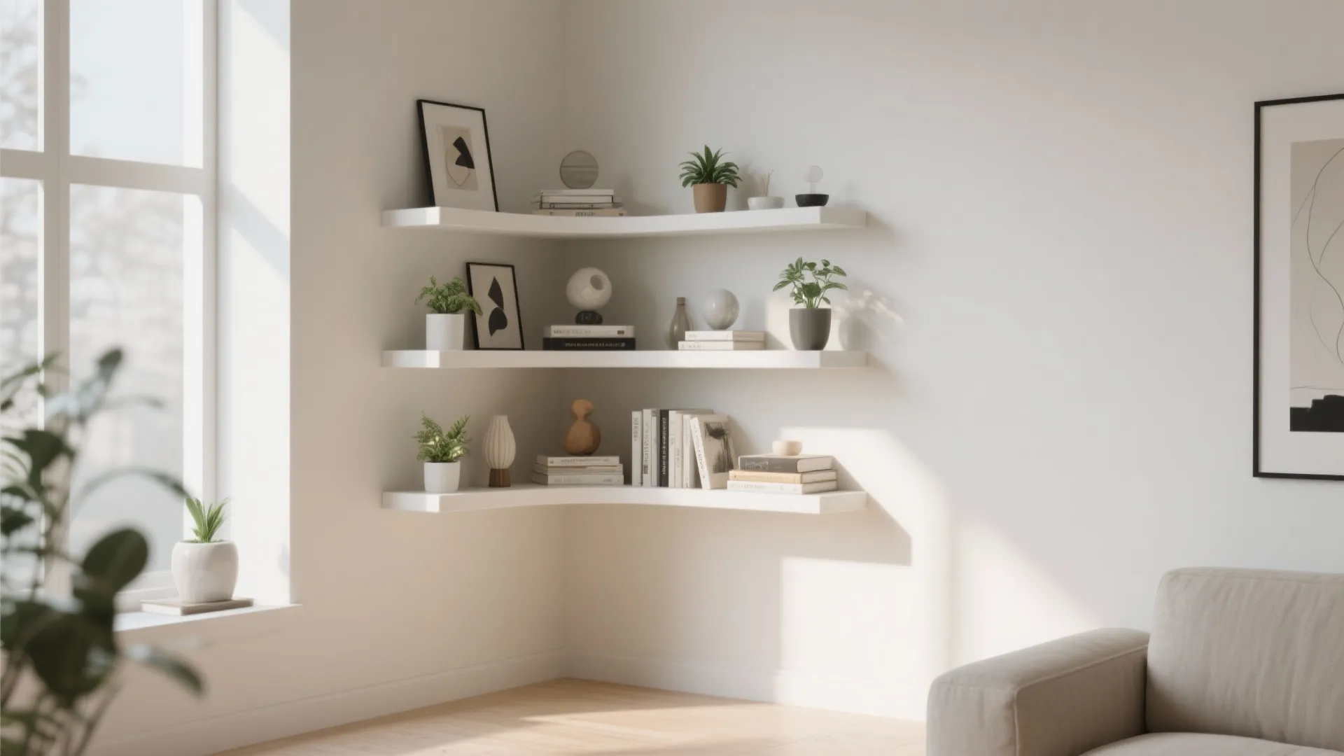 5. Floating Corner Shelves