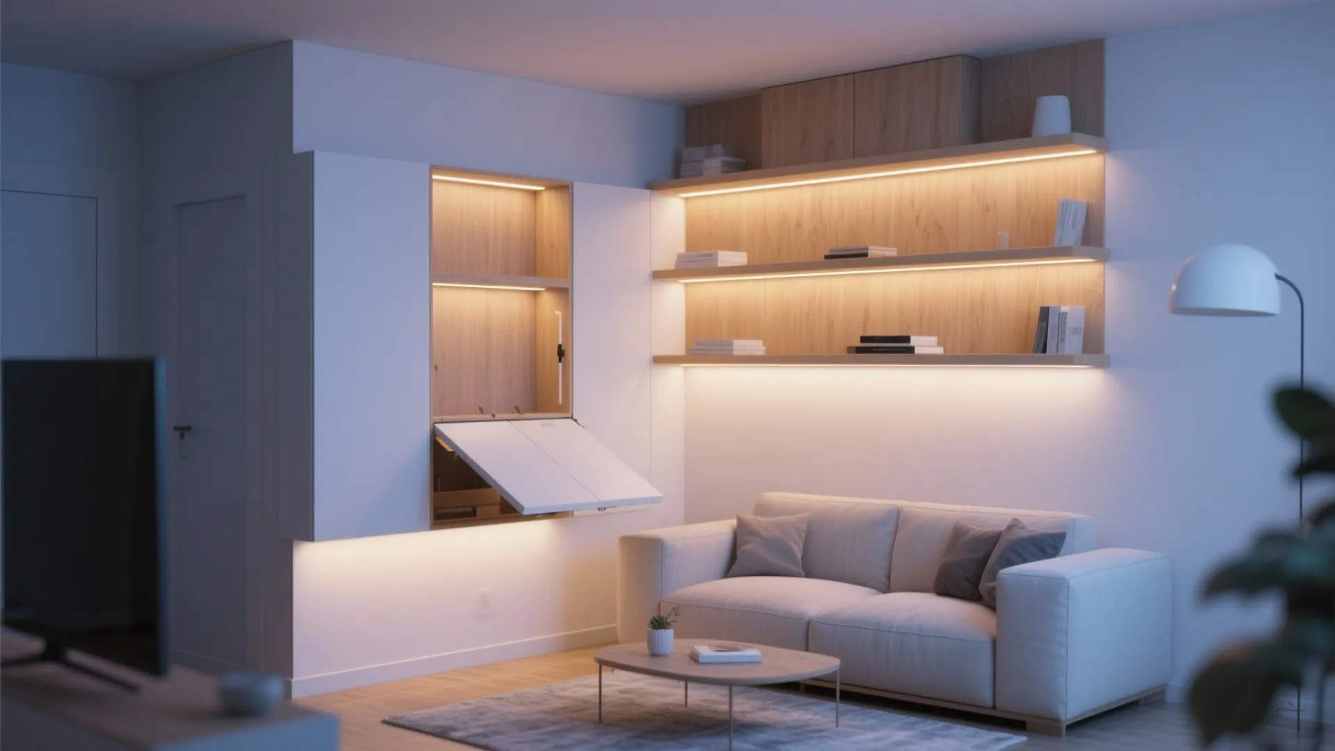 1. Floating Corner Shelves with Hidden Storage