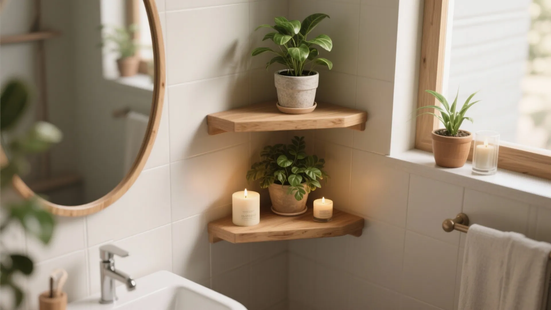 10. Floating corner shelves