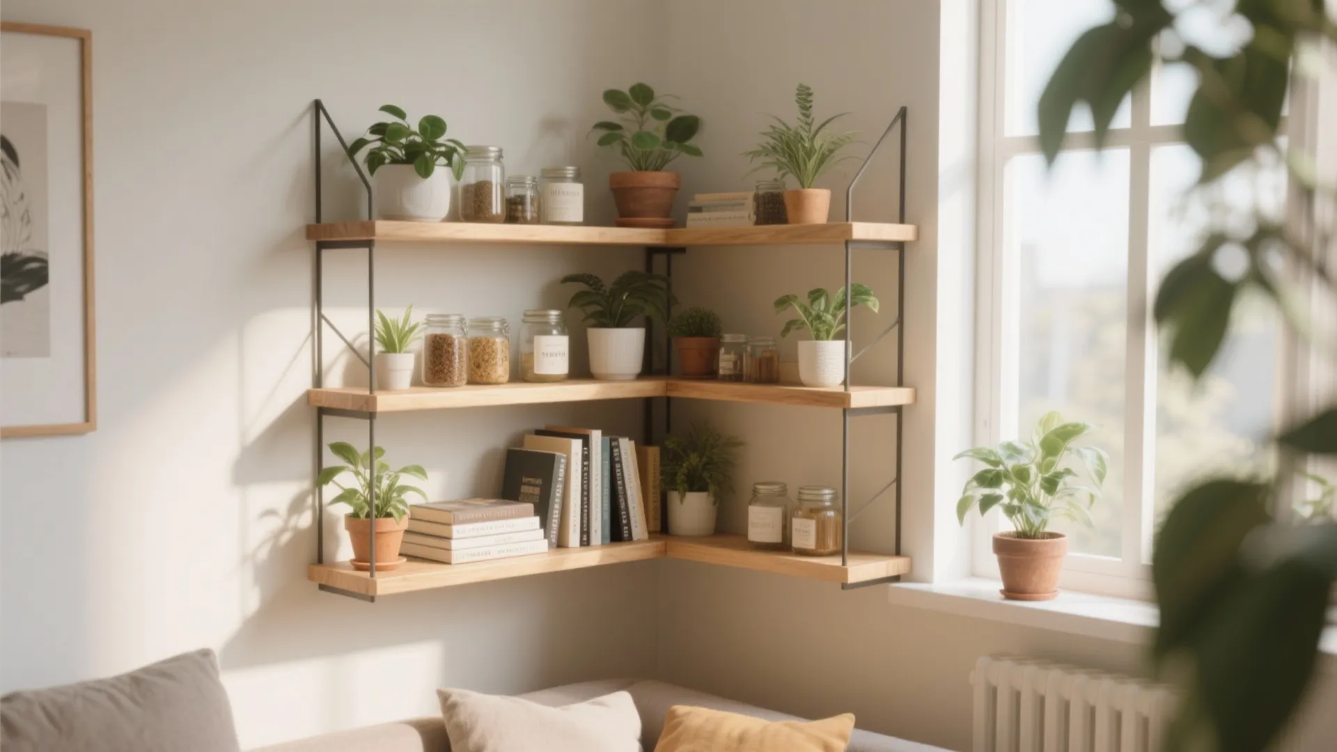 1. Floating Corner Shelves