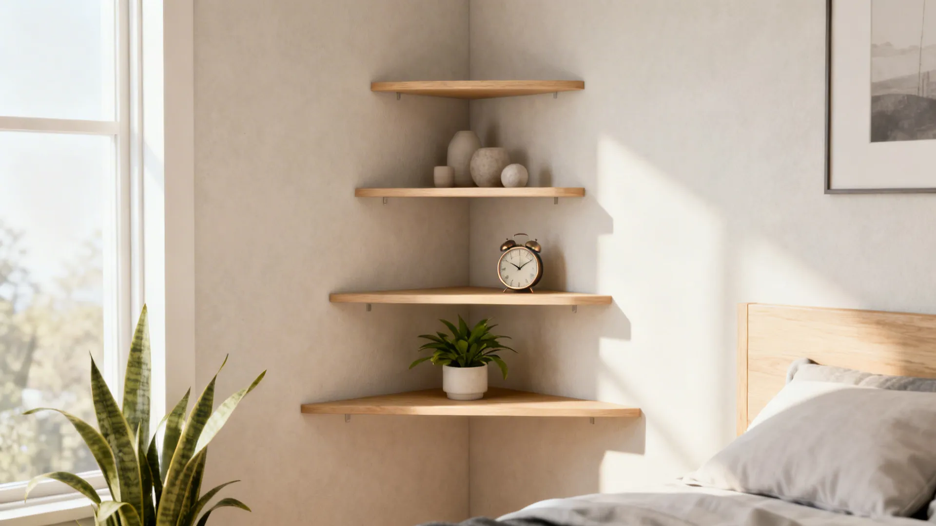 4. Floating corner shelves