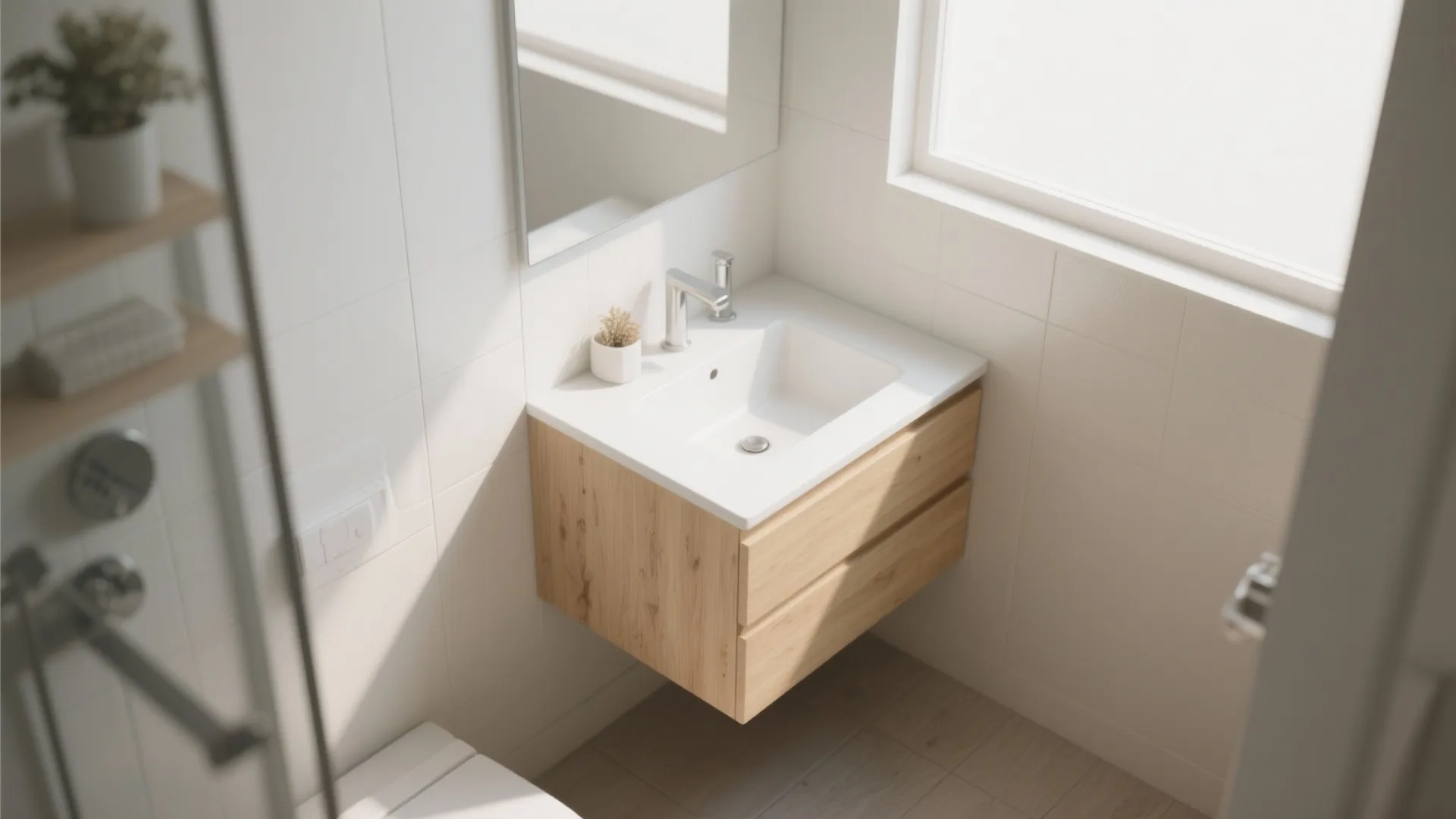 1. Floating Corner Vanities