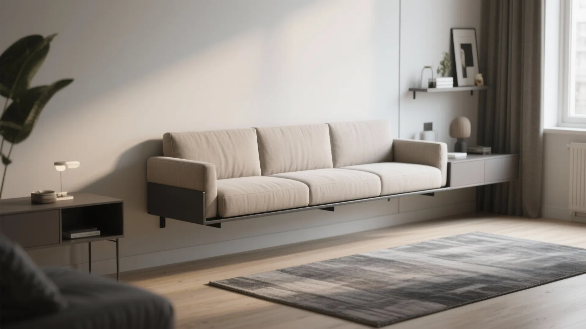 Floating and Wall-Mounted Narrow Couches