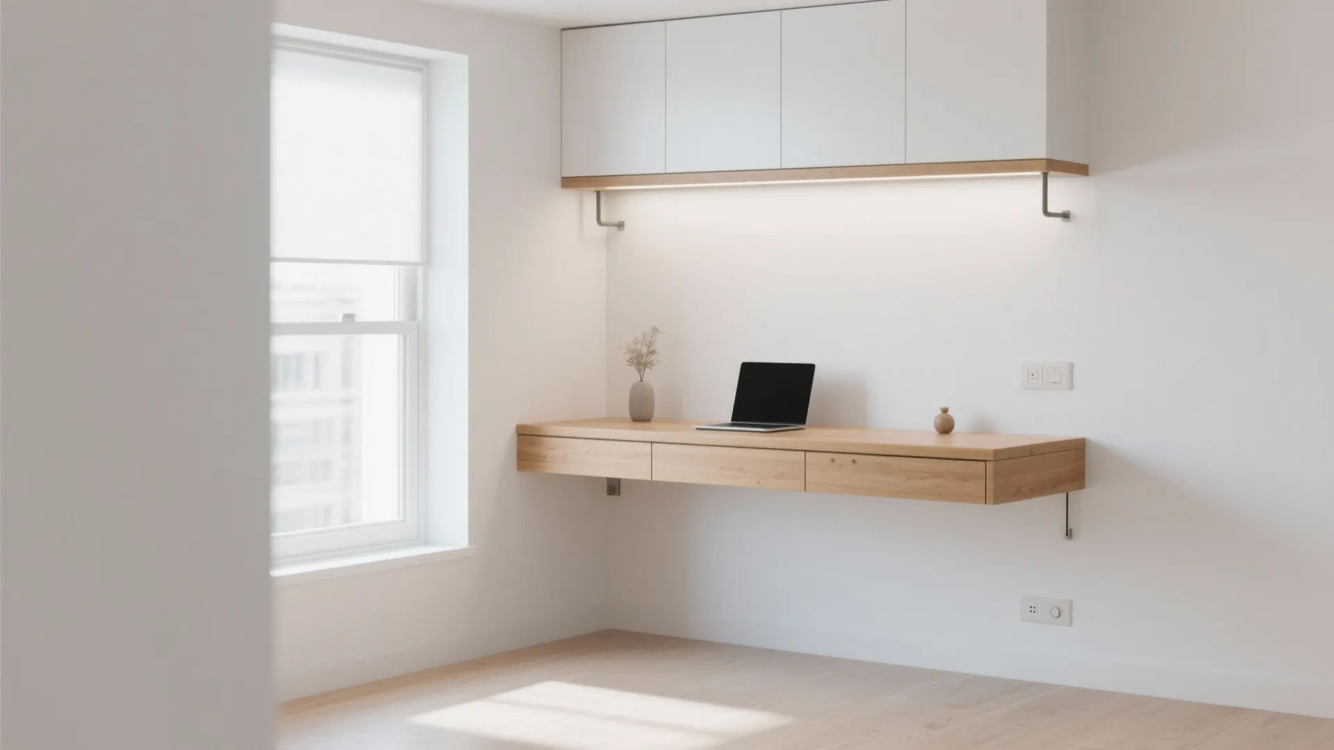 2. Floating Desk to Save Floor Space