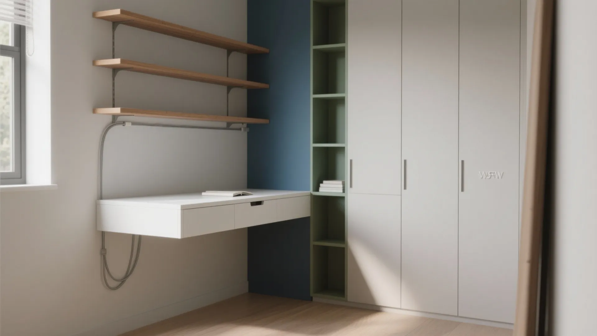 Minimalist Floating Desk + Vertical Storage