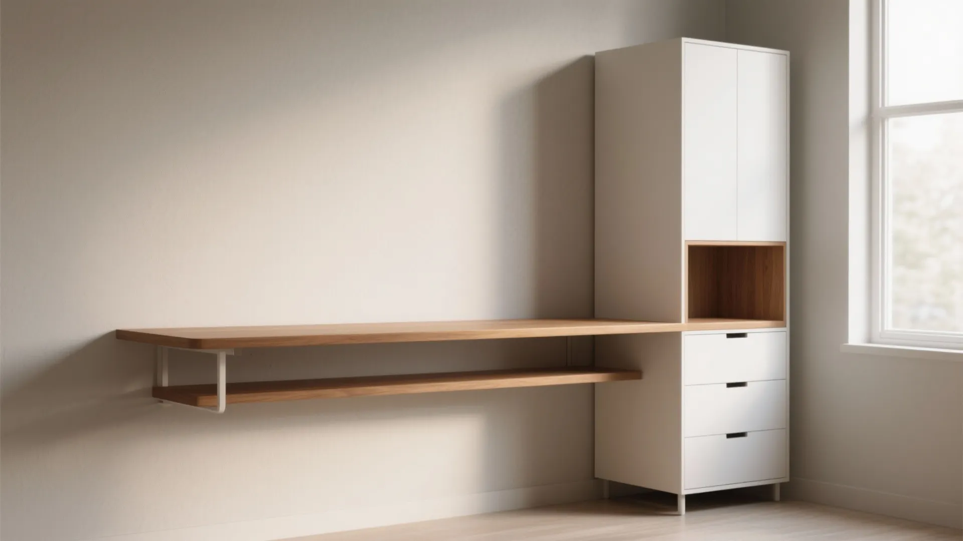 1. Floating Desk with Integrated Storage