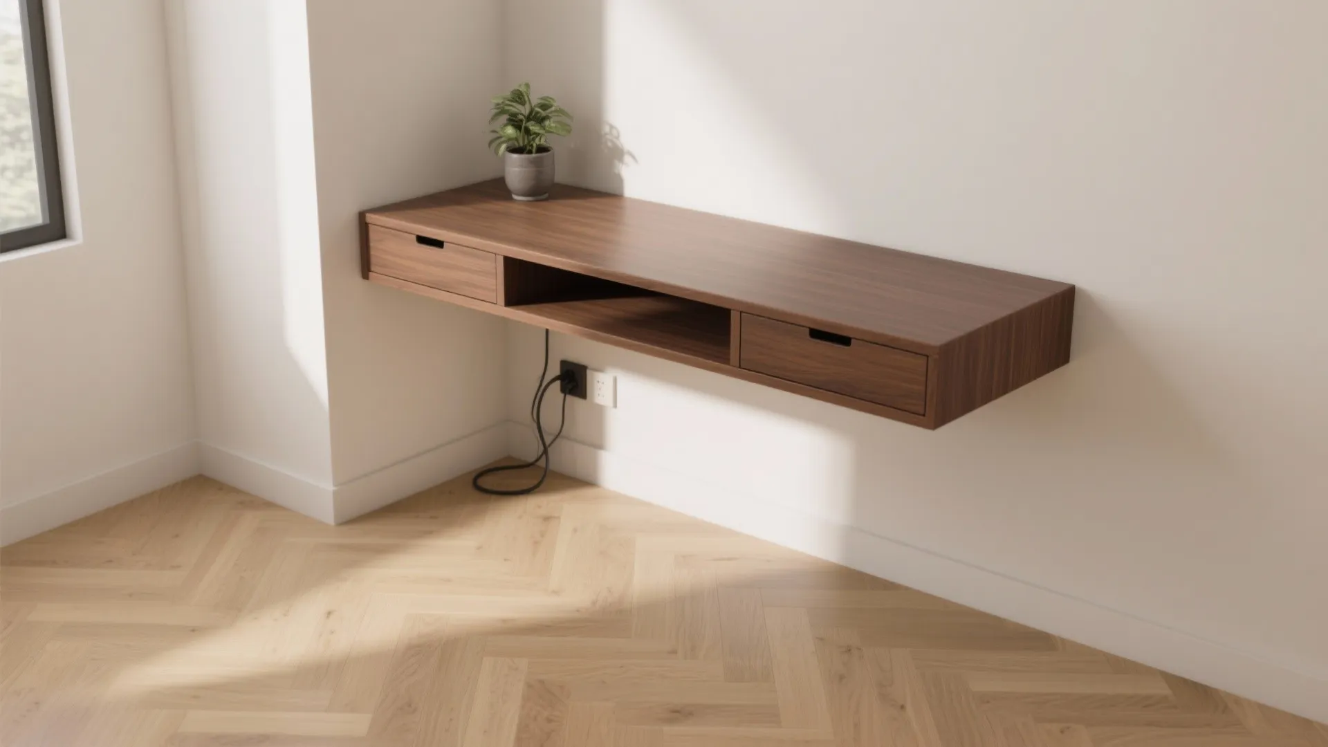 1. Floating Desk with Integrated Storage
