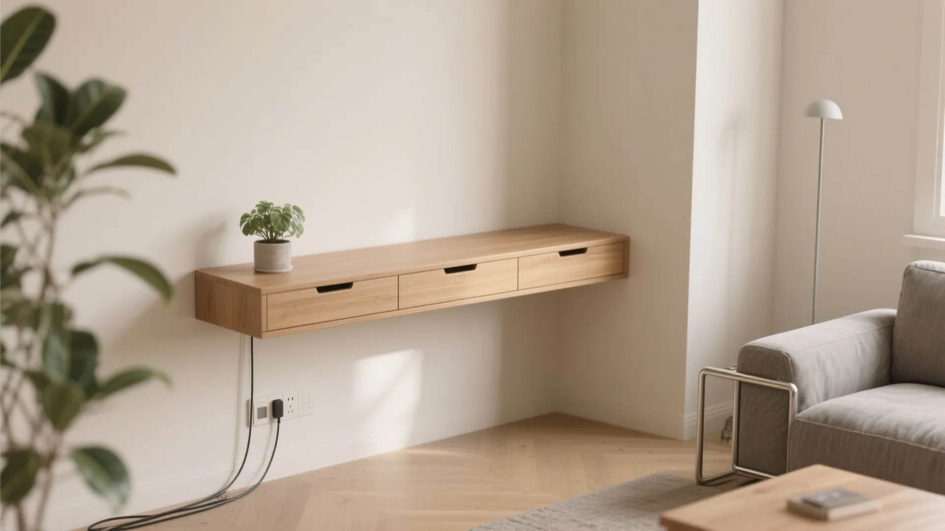 1. Floating Desk with Hidden Storage