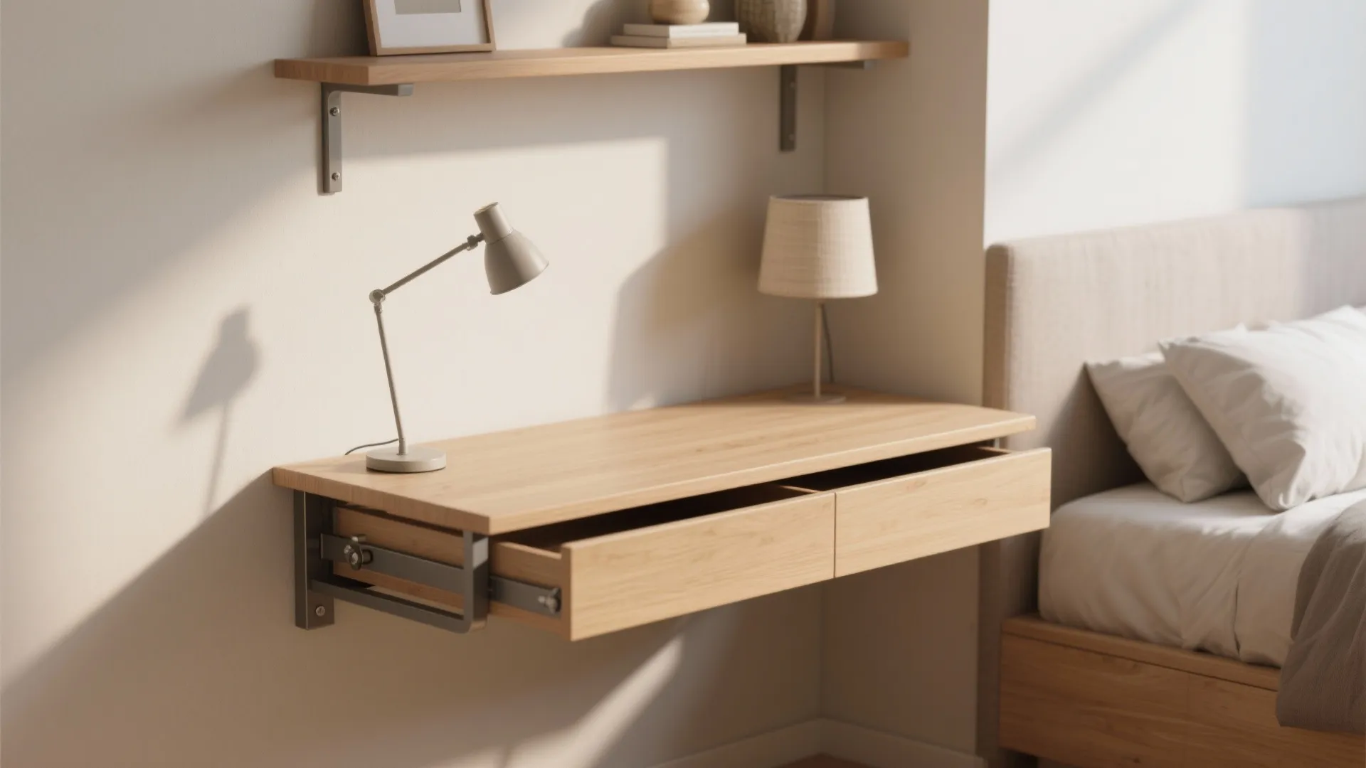 1. Wall-mounted floating desk