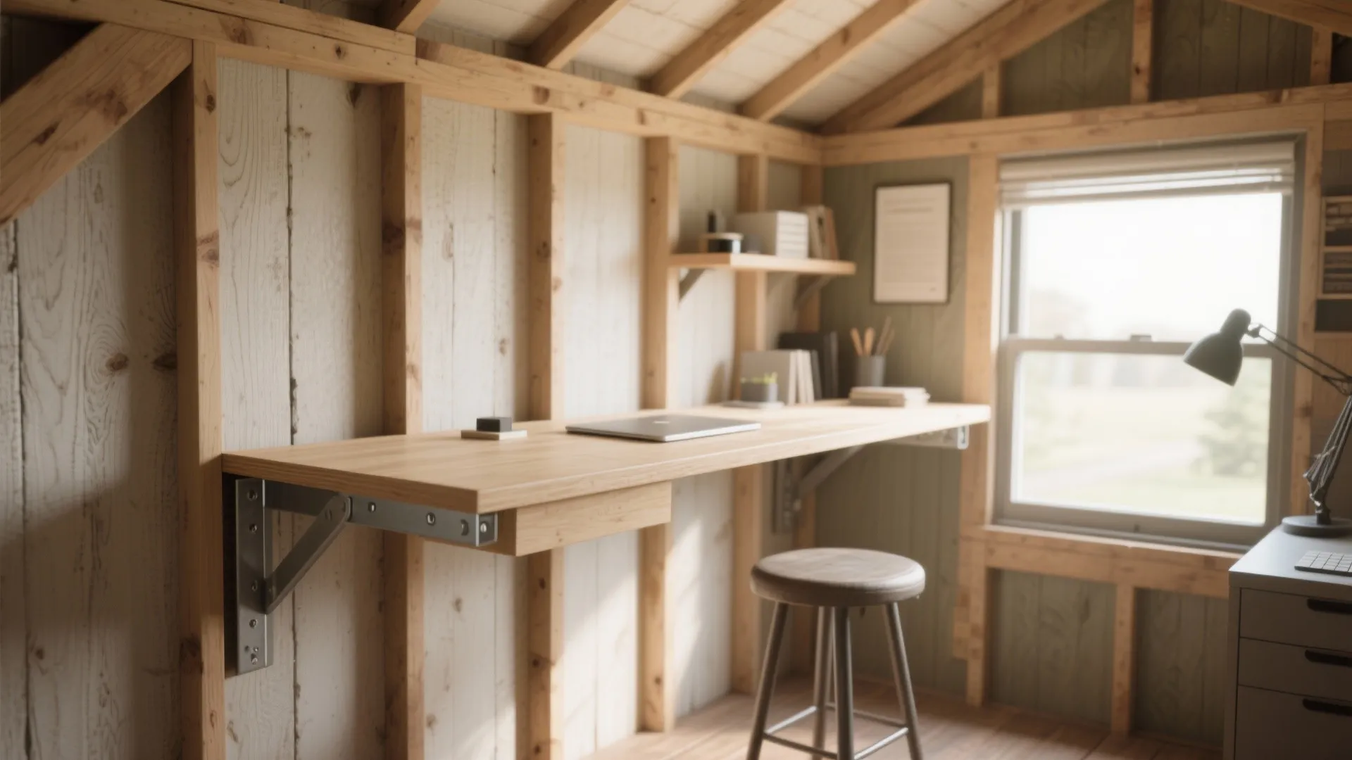 1. Floating Desk + Folding Surfaces