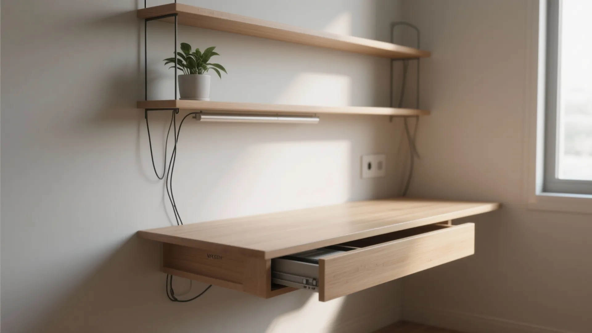 1. Floating Desk with Vertical Storage