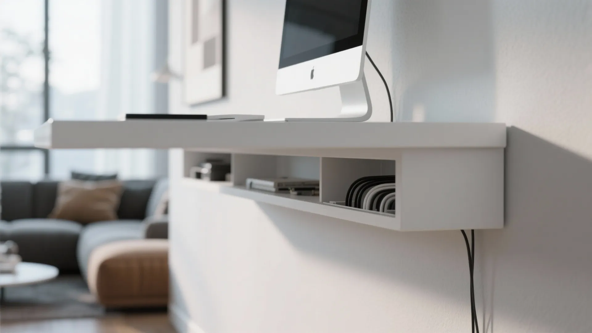 Floating Workstation with Cable Management