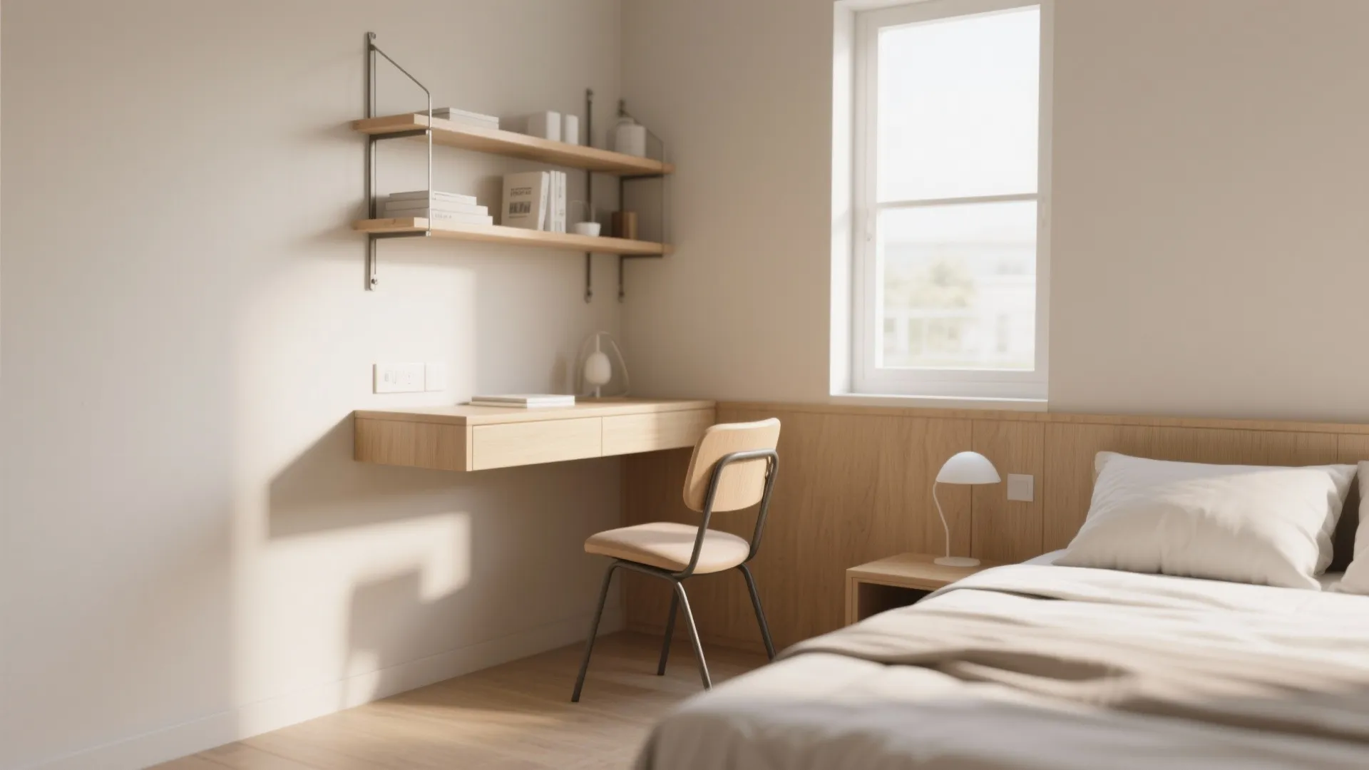 1. Floating Desk with Foldable Chair