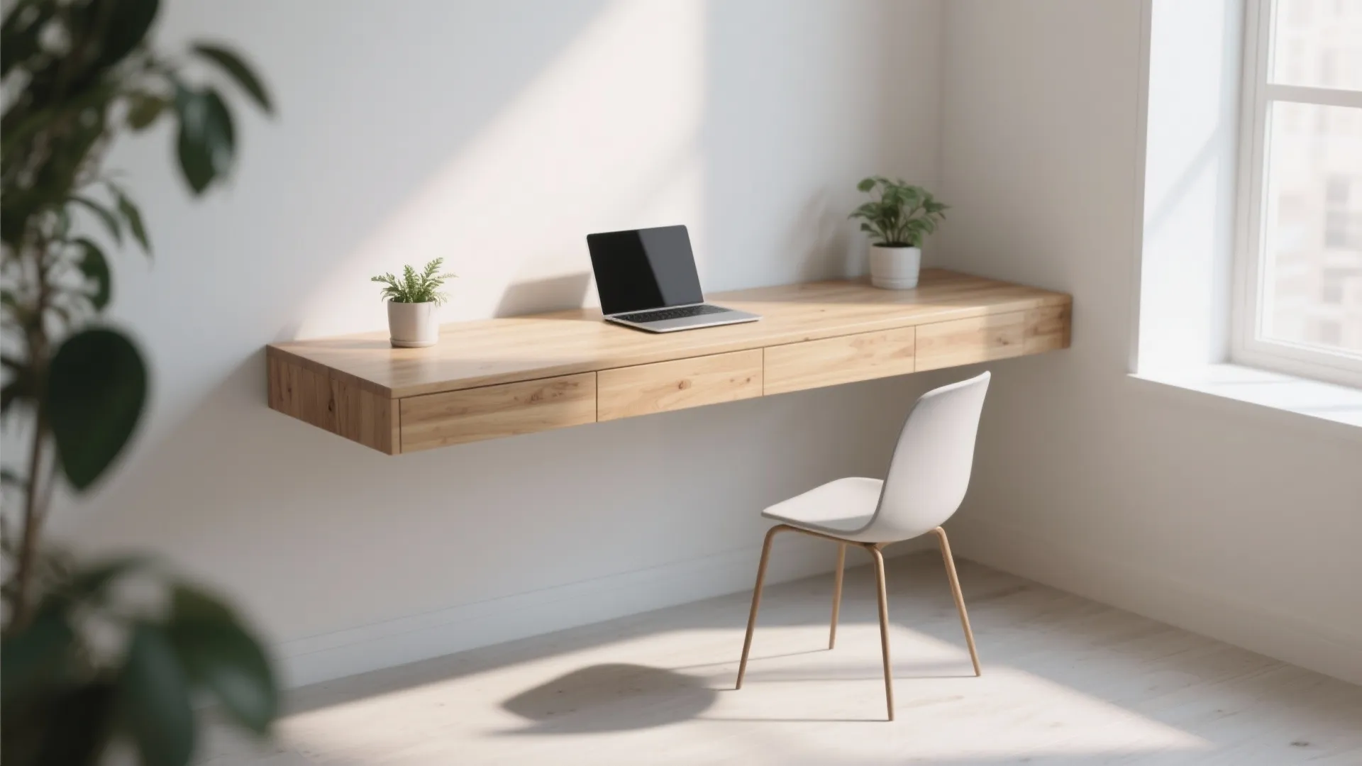 1. Floating Desk in a Sunny Corner