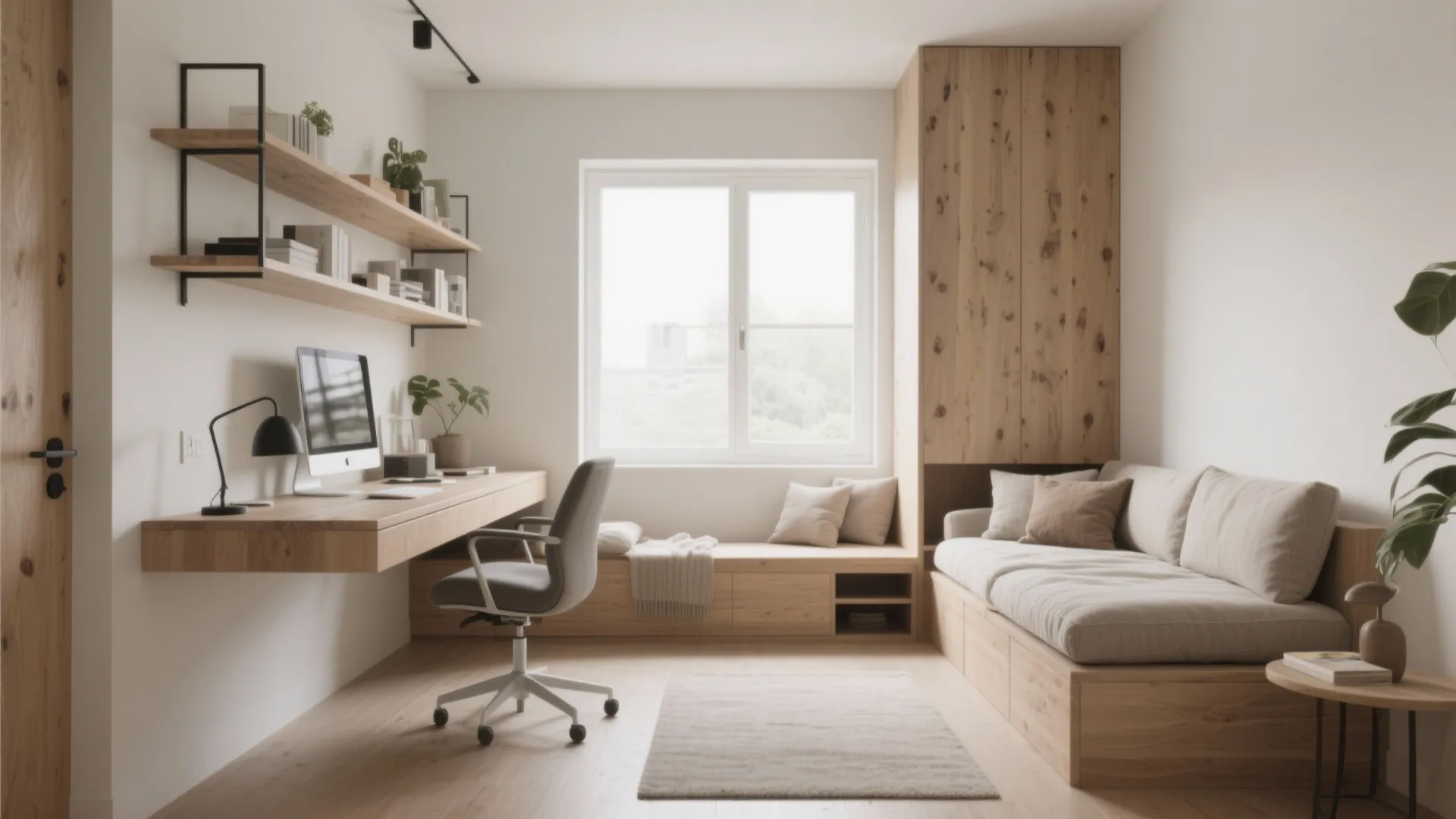 2. Floating Desk Opposite the Daybed