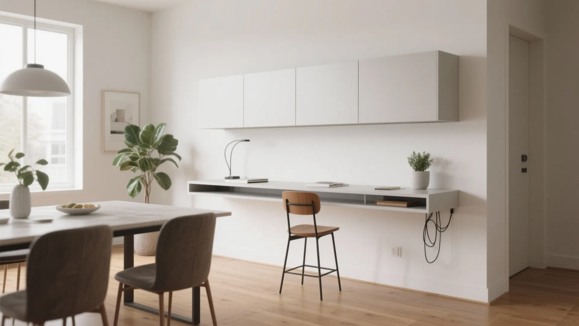 1. Floating Desk Against the Wall