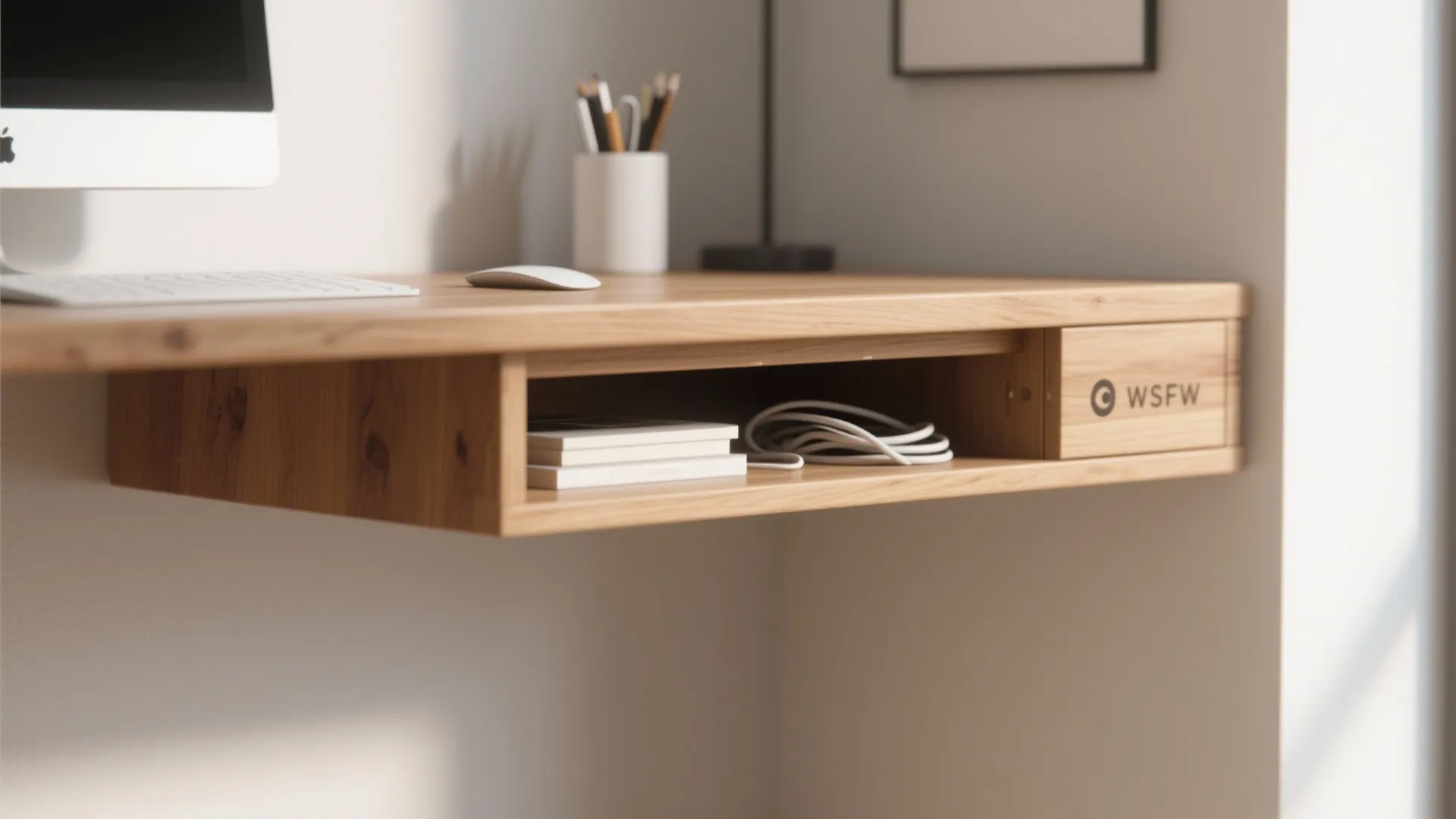 1. Floating Desk with Hidden Storage