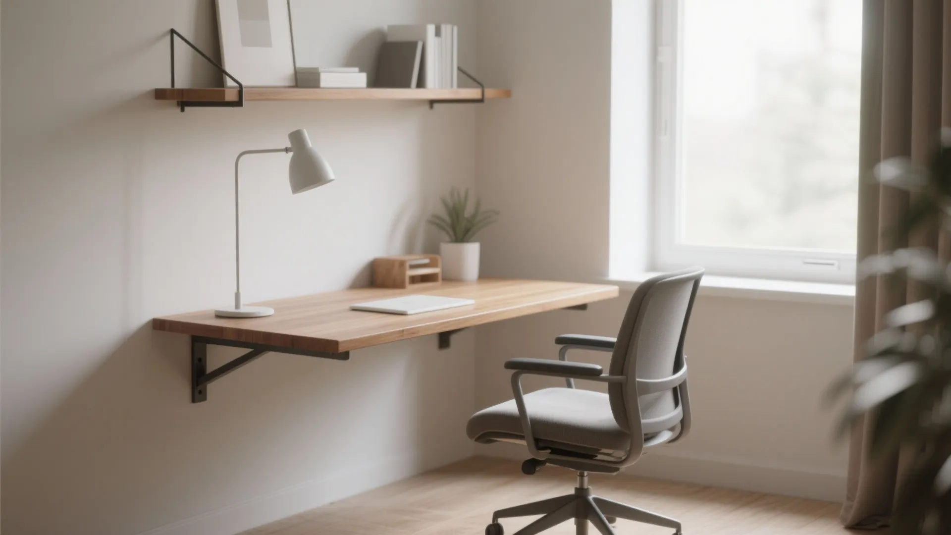 1. Floating Desks to Save Floor Space