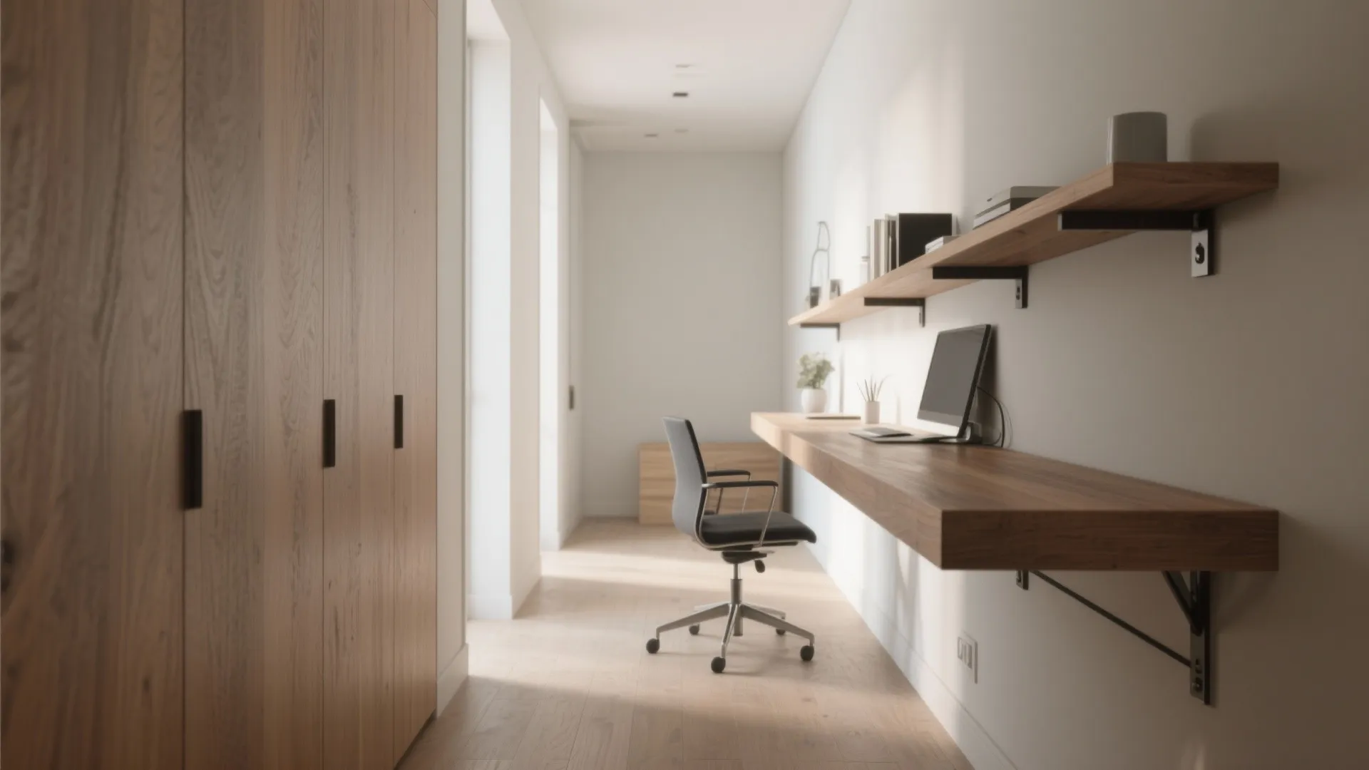 1. Floating Desks to Save Floor Space