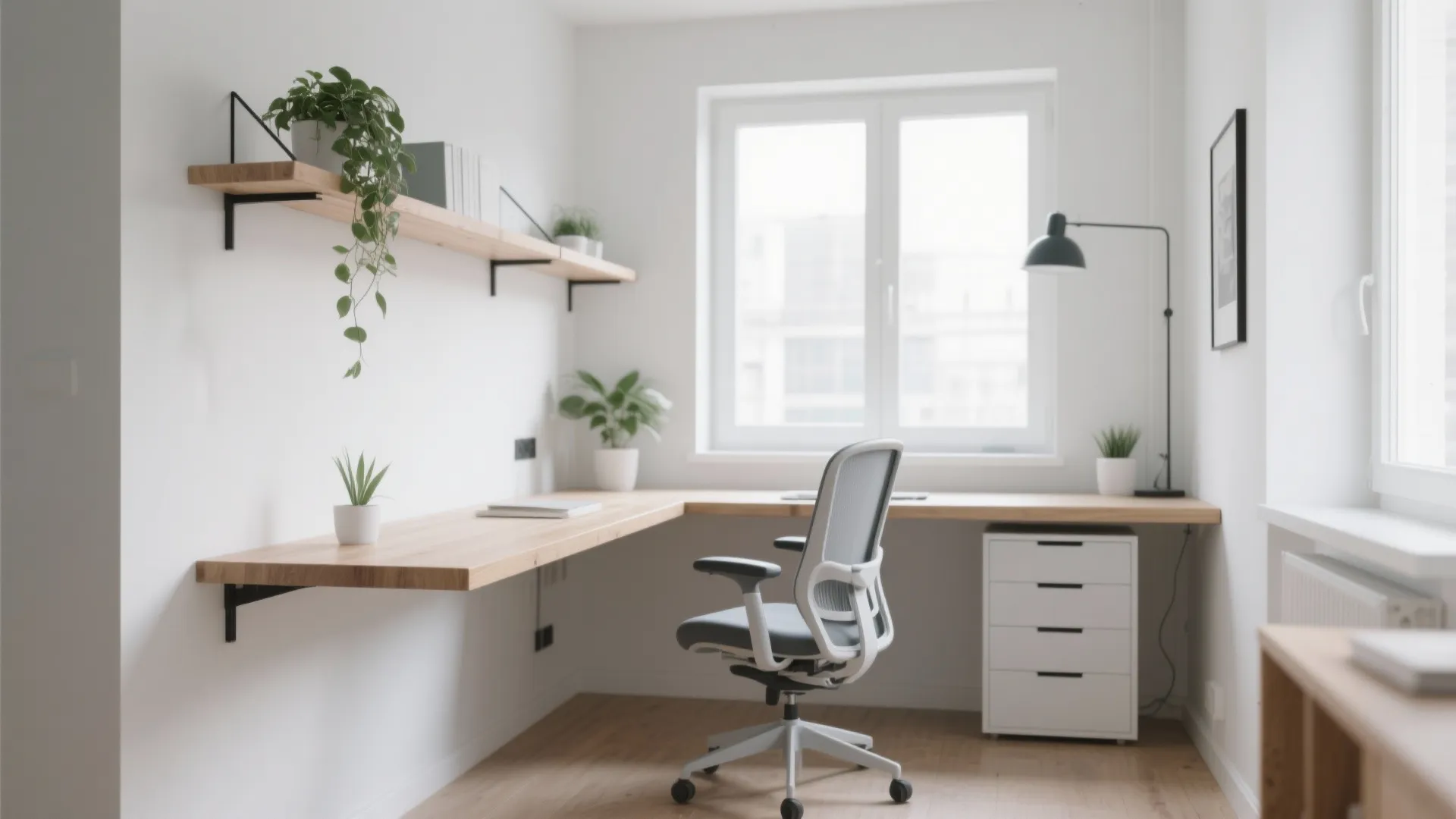 1. Floating Desks to Save Floor Space