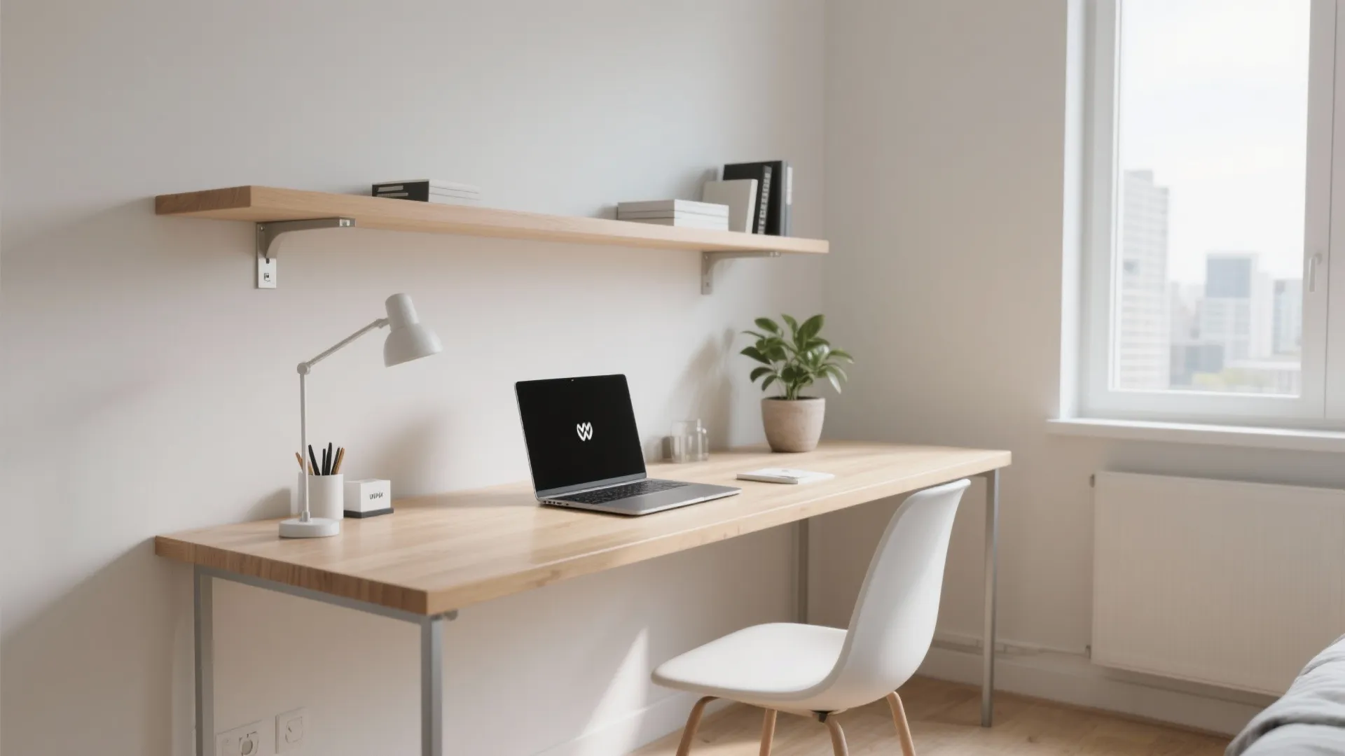 1. Floating Desks with Minimal Mounting