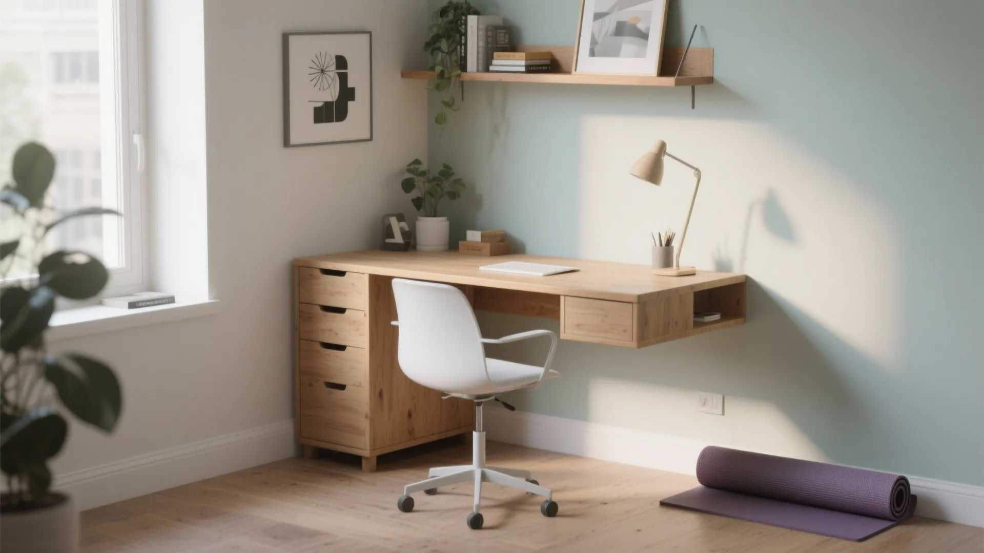 4. Floating Desks for More Floor Space