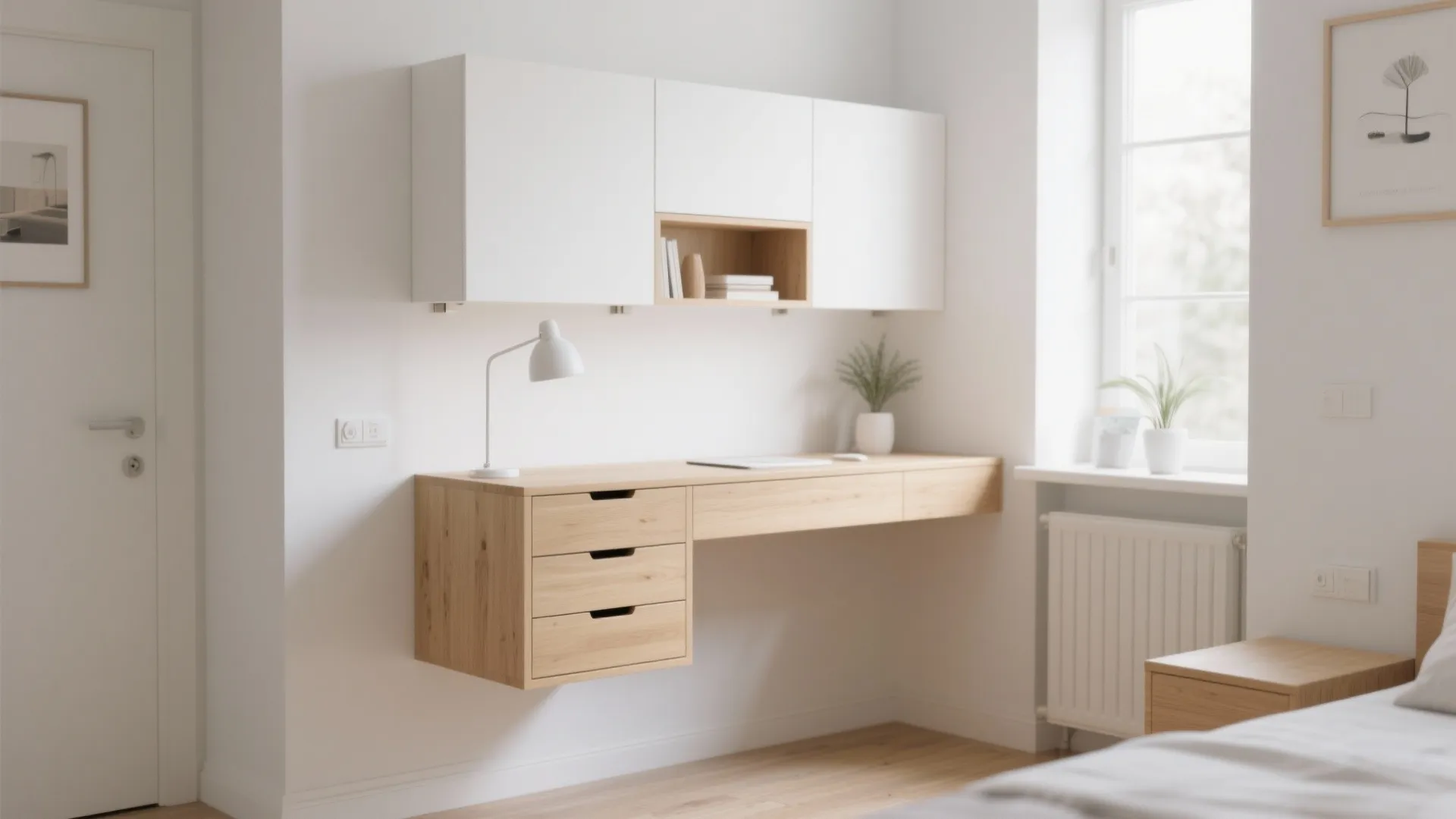 1. Floating Desk with Hidden Storage