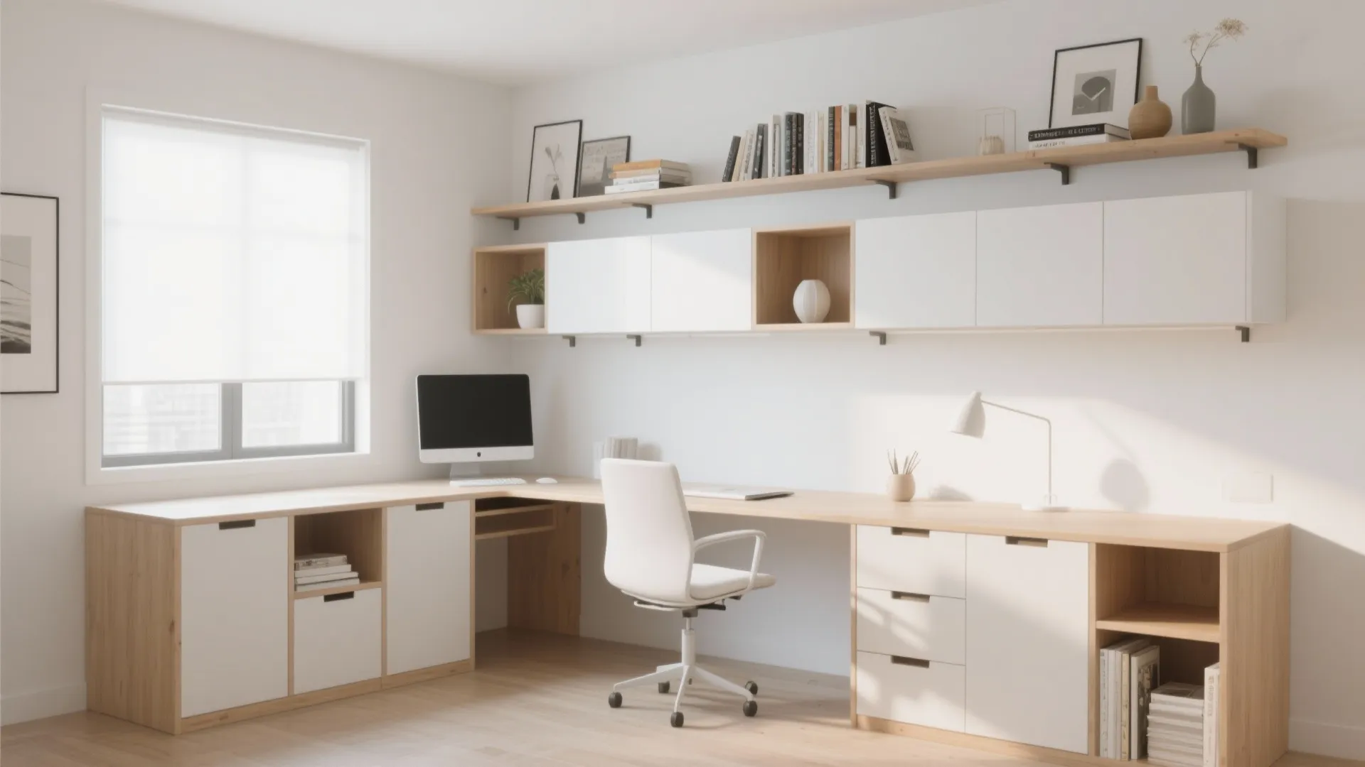 2. Floating desk with hidden storage