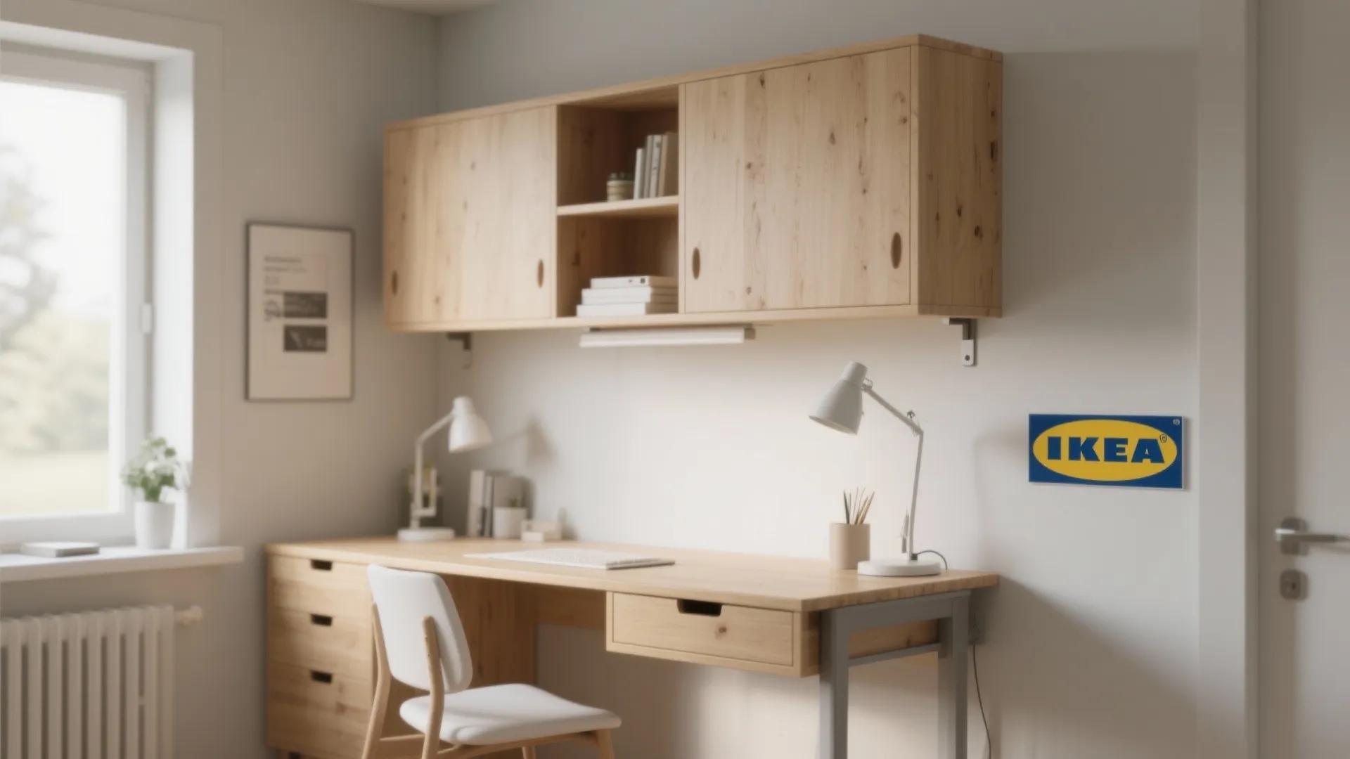 1. Floating desks with hidden storage