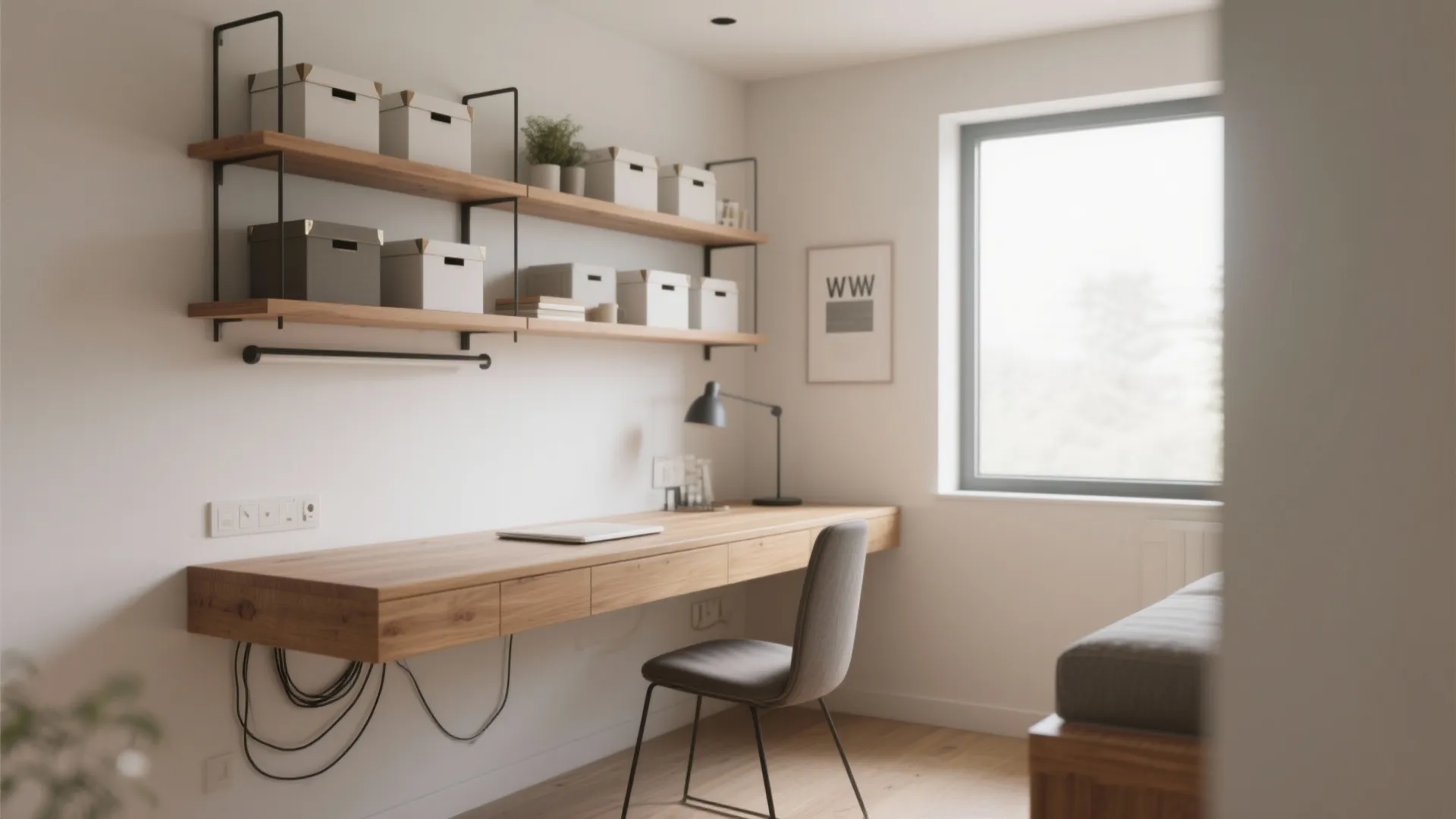 Floating Desk and Wall Storage