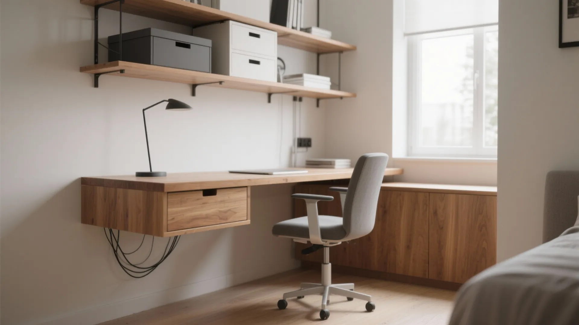 1. Floating Desk with Hidden Storage