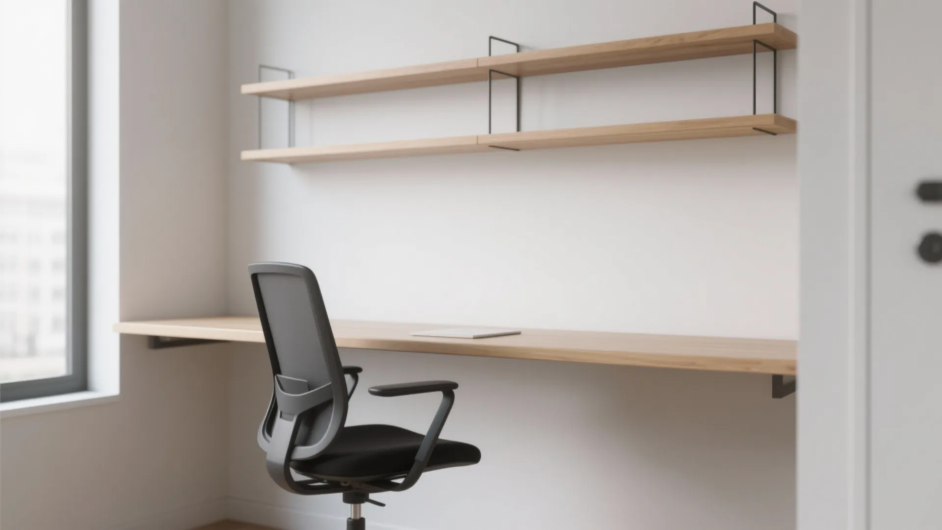 1. Floating Desk Against the Wall