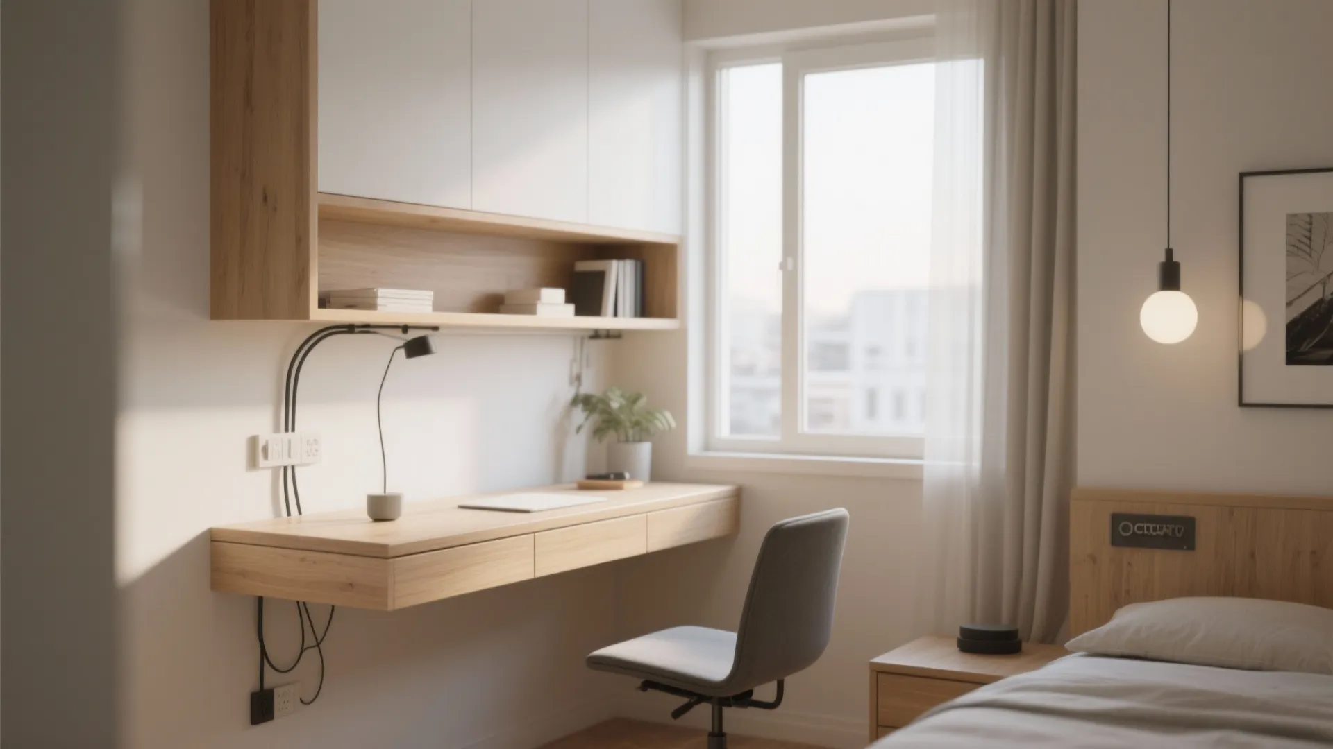 1. Floating Desk Against the Wall