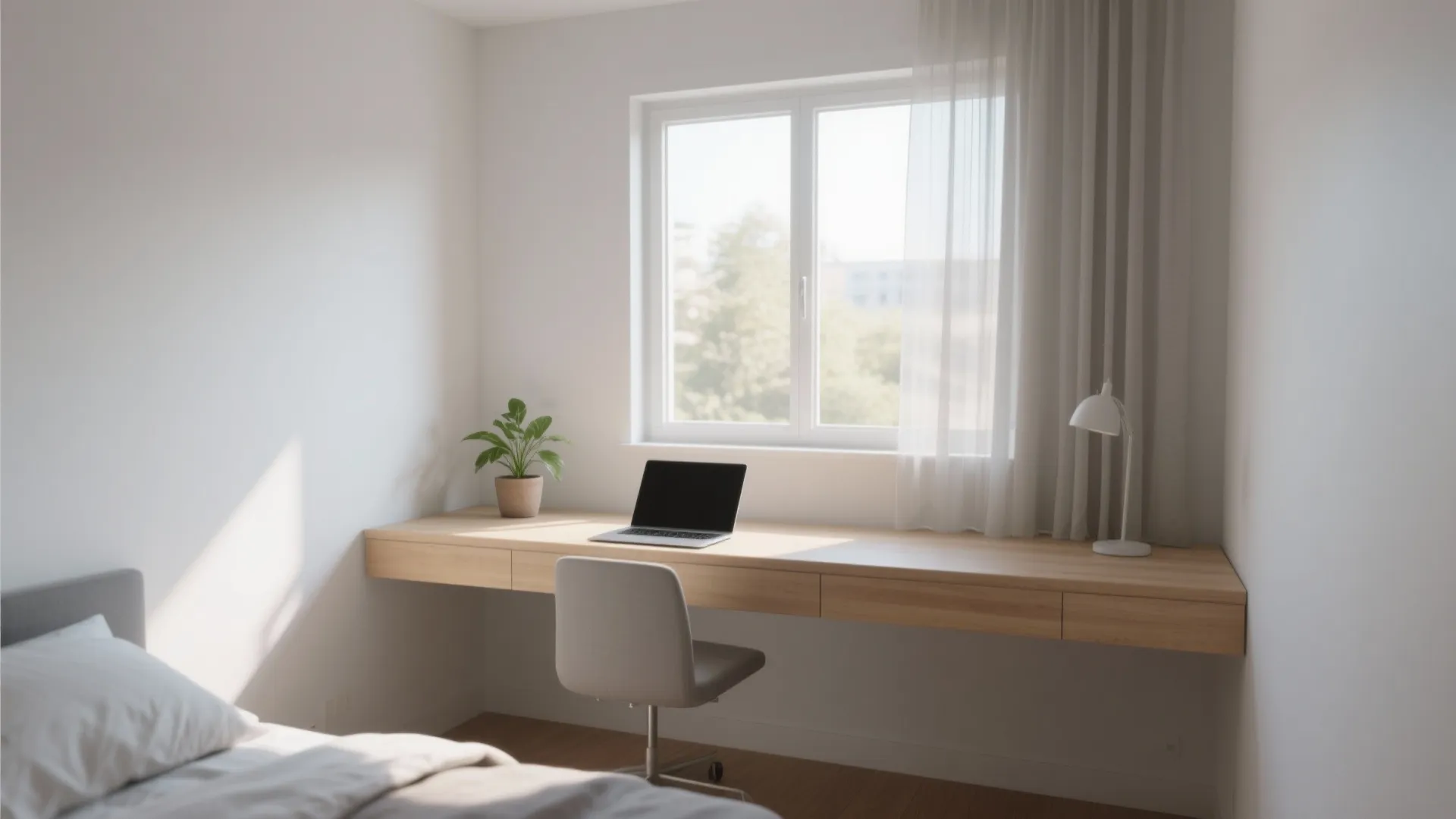 1. Floating Desk Against the Window